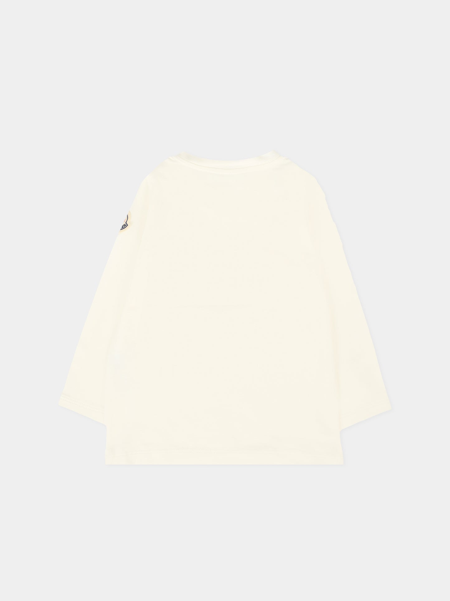 T-shirt avorio per neonato con orsetto,Moncler Kids,K2951 8D00005 89AUM 034