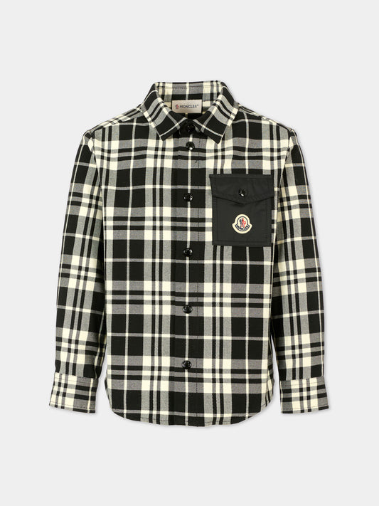 Camicia nera per bambino con logo,Moncler Kids,K2954 2F00004 598ZH F90