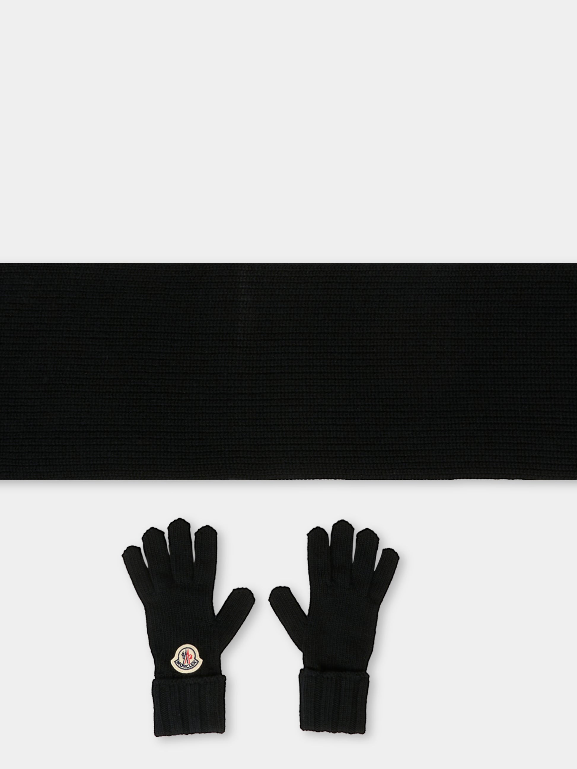 Set accessori nero per bambina con logo,Moncler Kids,K2954 3G00005 M1115 999