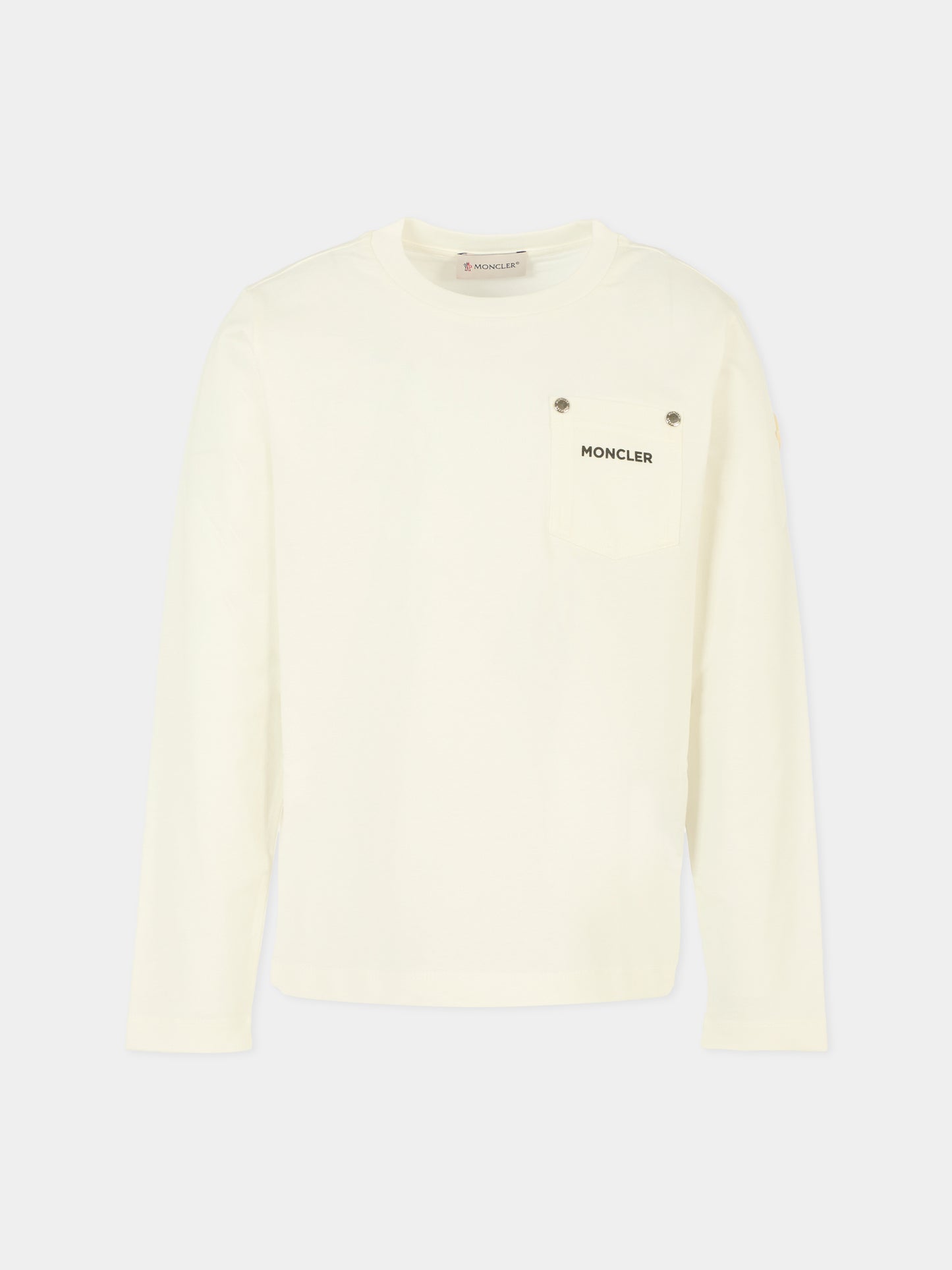 T-shirt bianca per bambino con logo,Moncler Kids,K2954 8D00003 89AFV 034