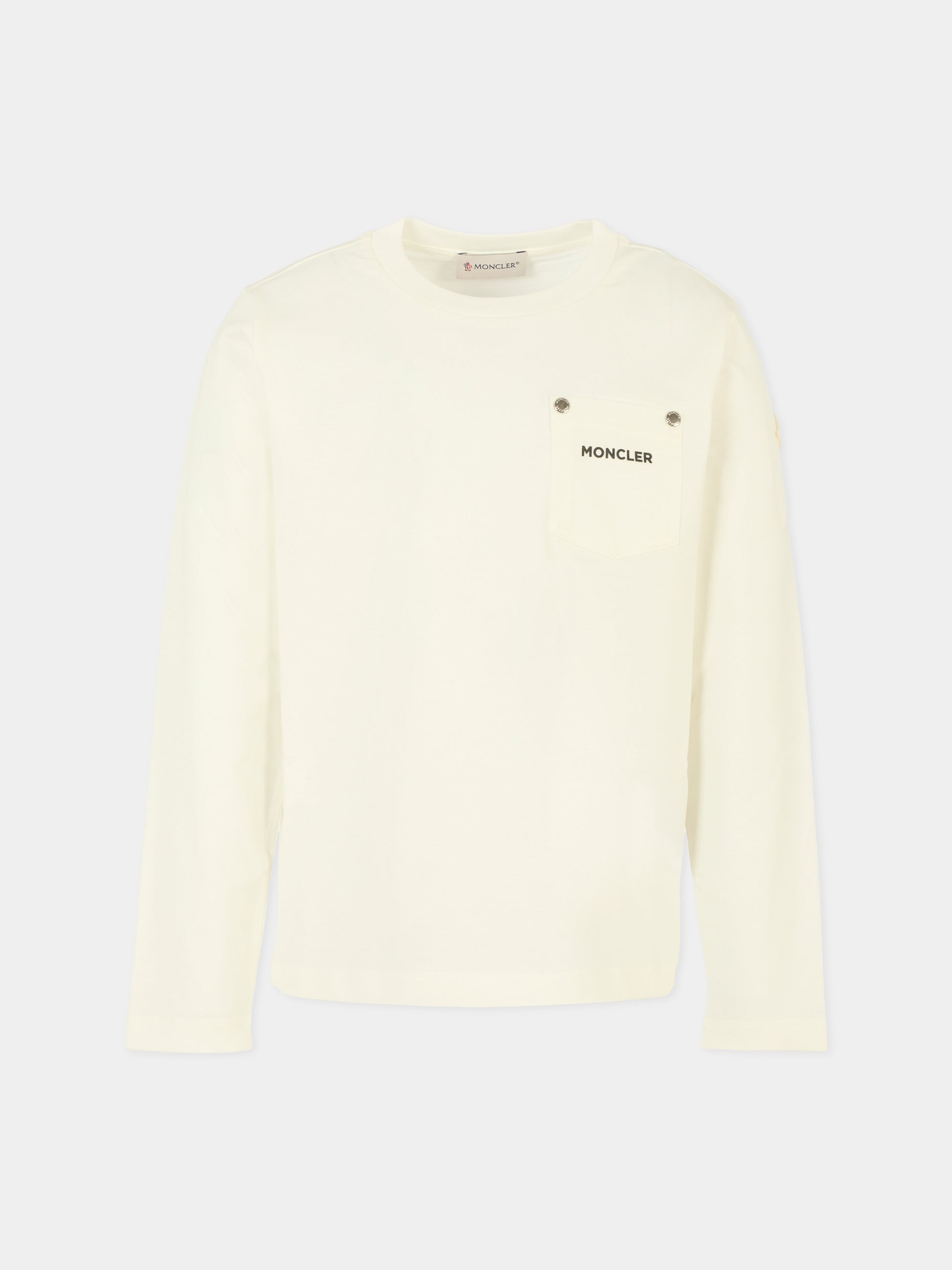 T-shirt bianca per bambino con logo,Moncler Kids,K2954 8D00003 89AFV 034