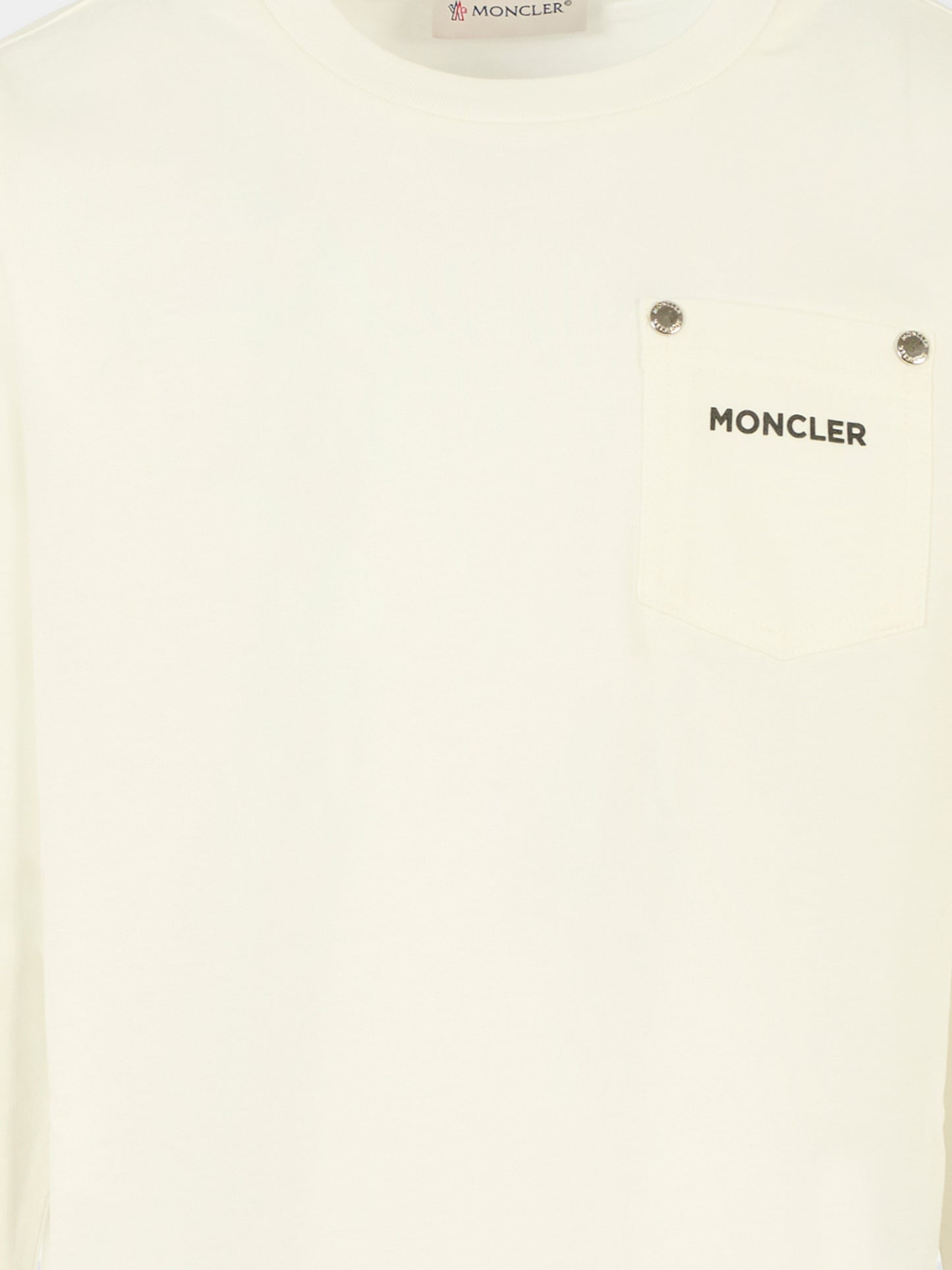 T-shirt bianca per bambino con logo,Moncler Kids,K2954 8D00003 89AFV 034