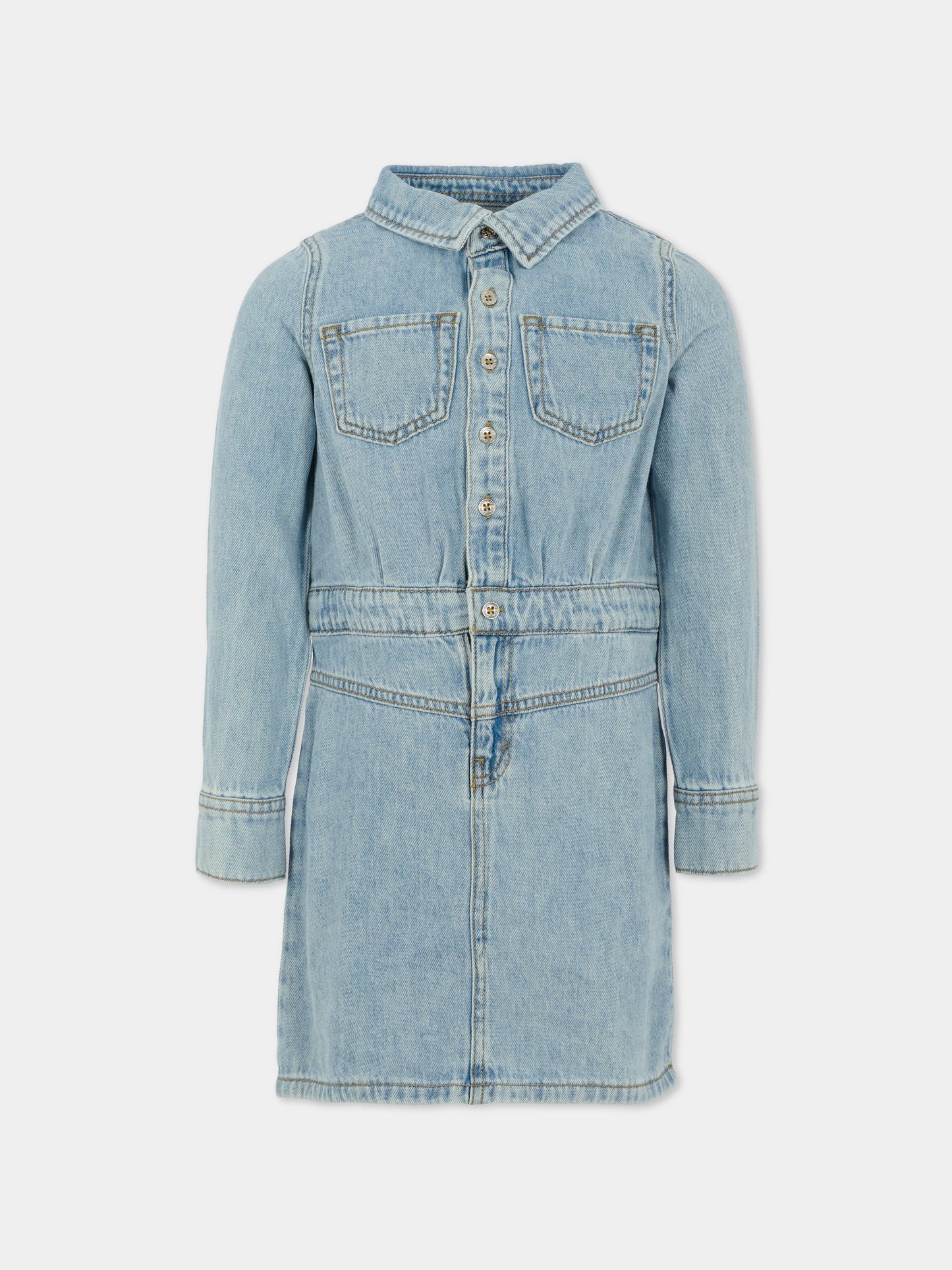 Vestito azzurro per bambina con logo,Levi's Kids,EN476 LC3