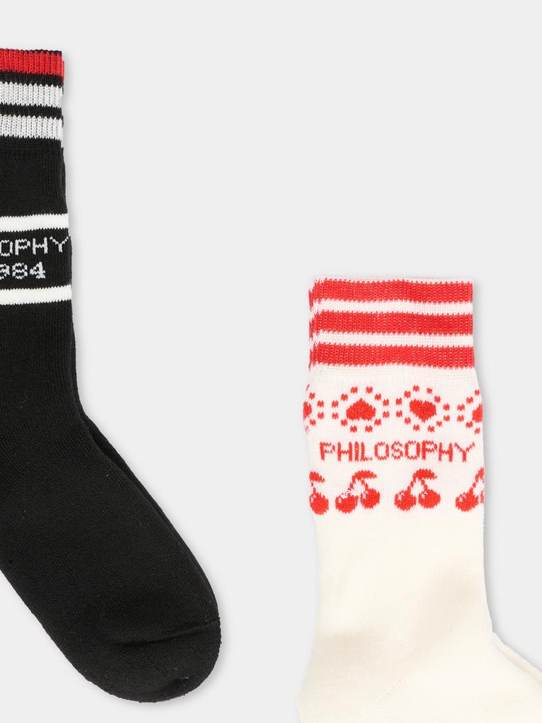 Set calze multicolor per bambina con ciliegie,Philosophy,I9F003 - 6076 - P150