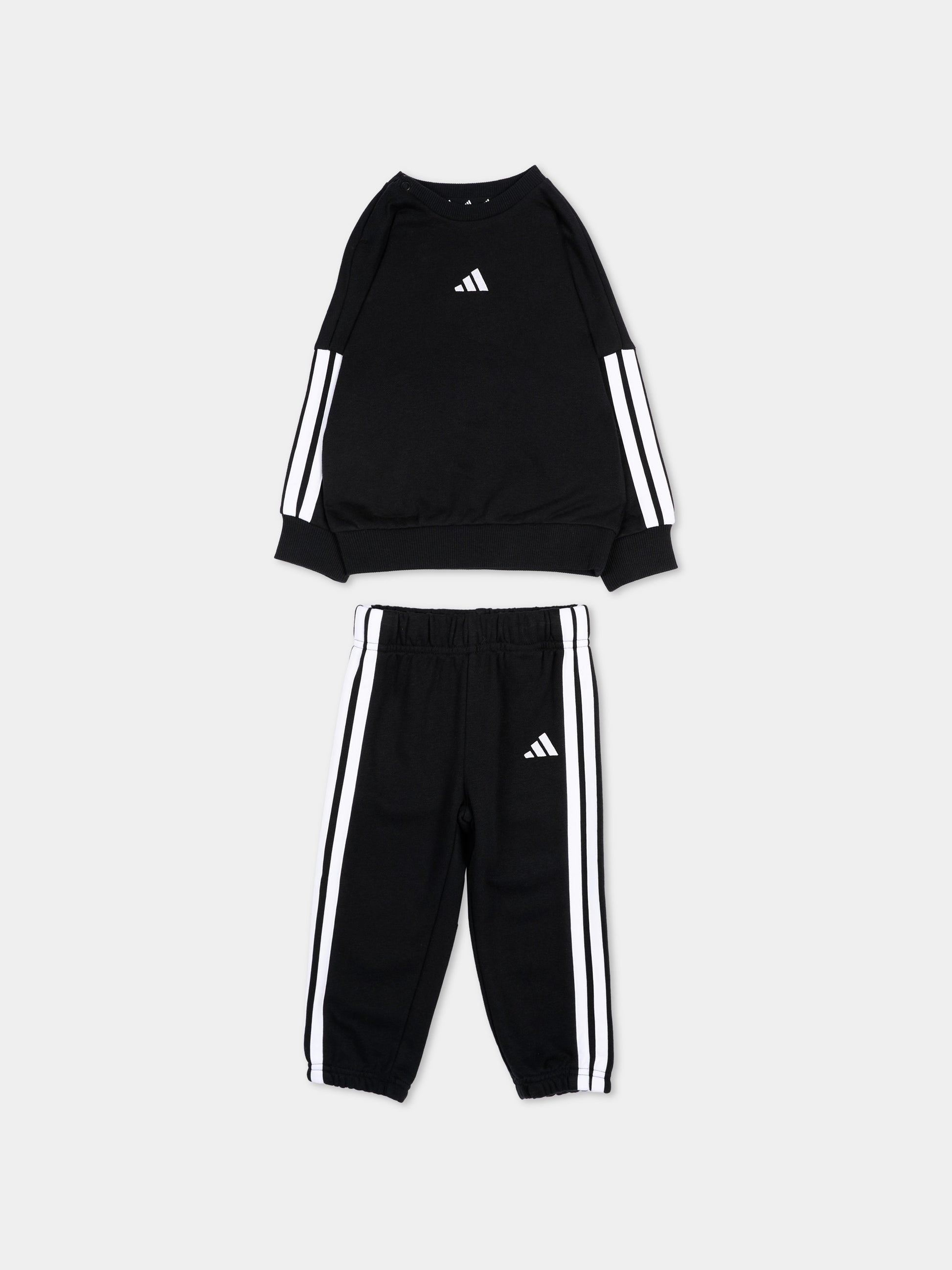 Completo sportivo nero per neonati con logo,Adidas,JD6481