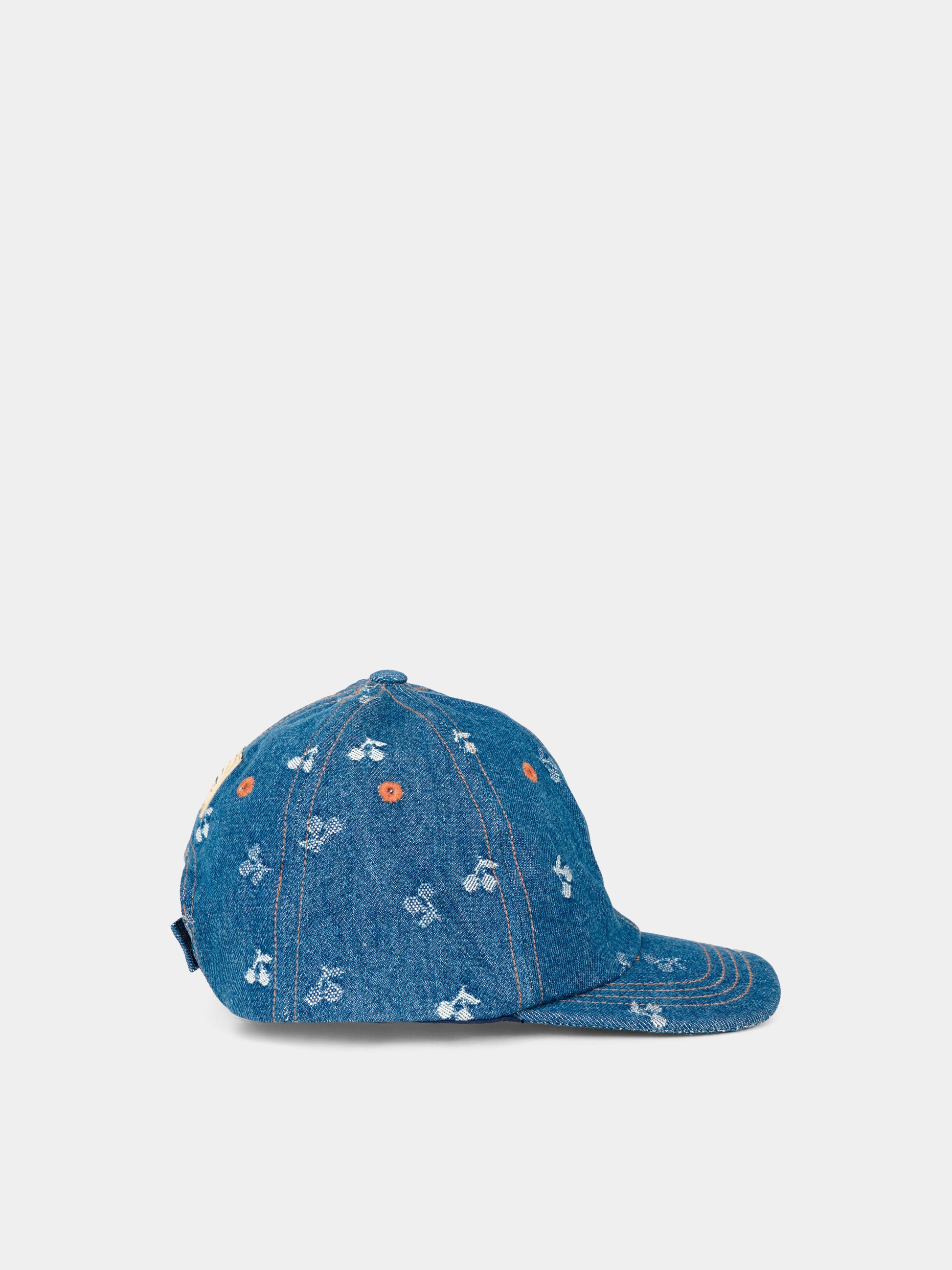 Cappello denim per bambina con ciliegie,Bonpoint,W05GACW00002 617