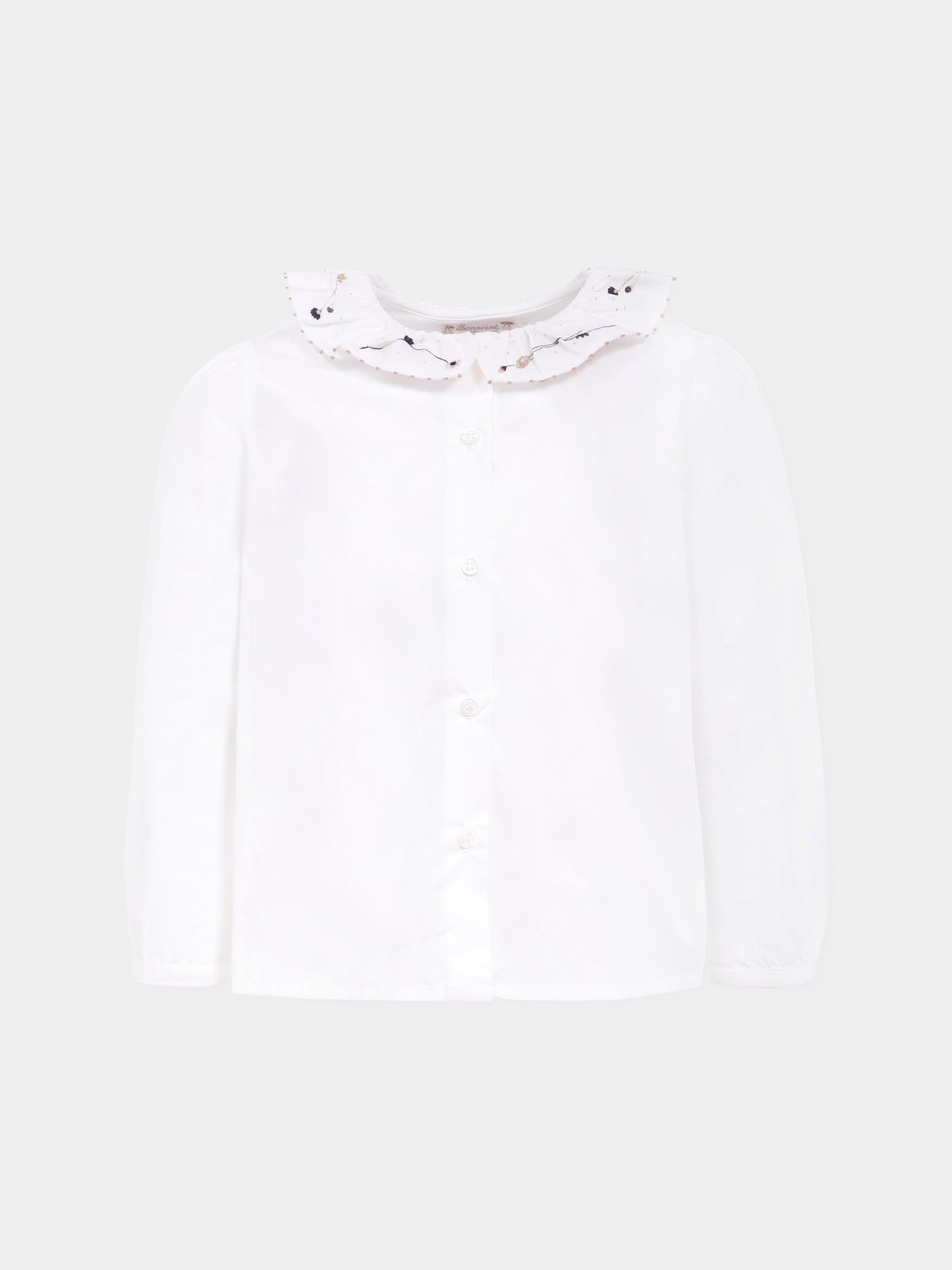 Camicia avorio per bambina con fiori ricamati,Bonpoint,W05GBLW00029 002
