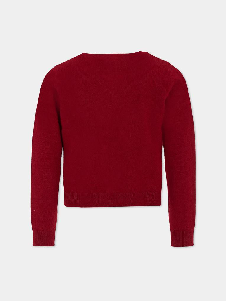 Cardigan bordeaux per bambina con ciliegie,Bonpoint,W05GCAK00035 152A