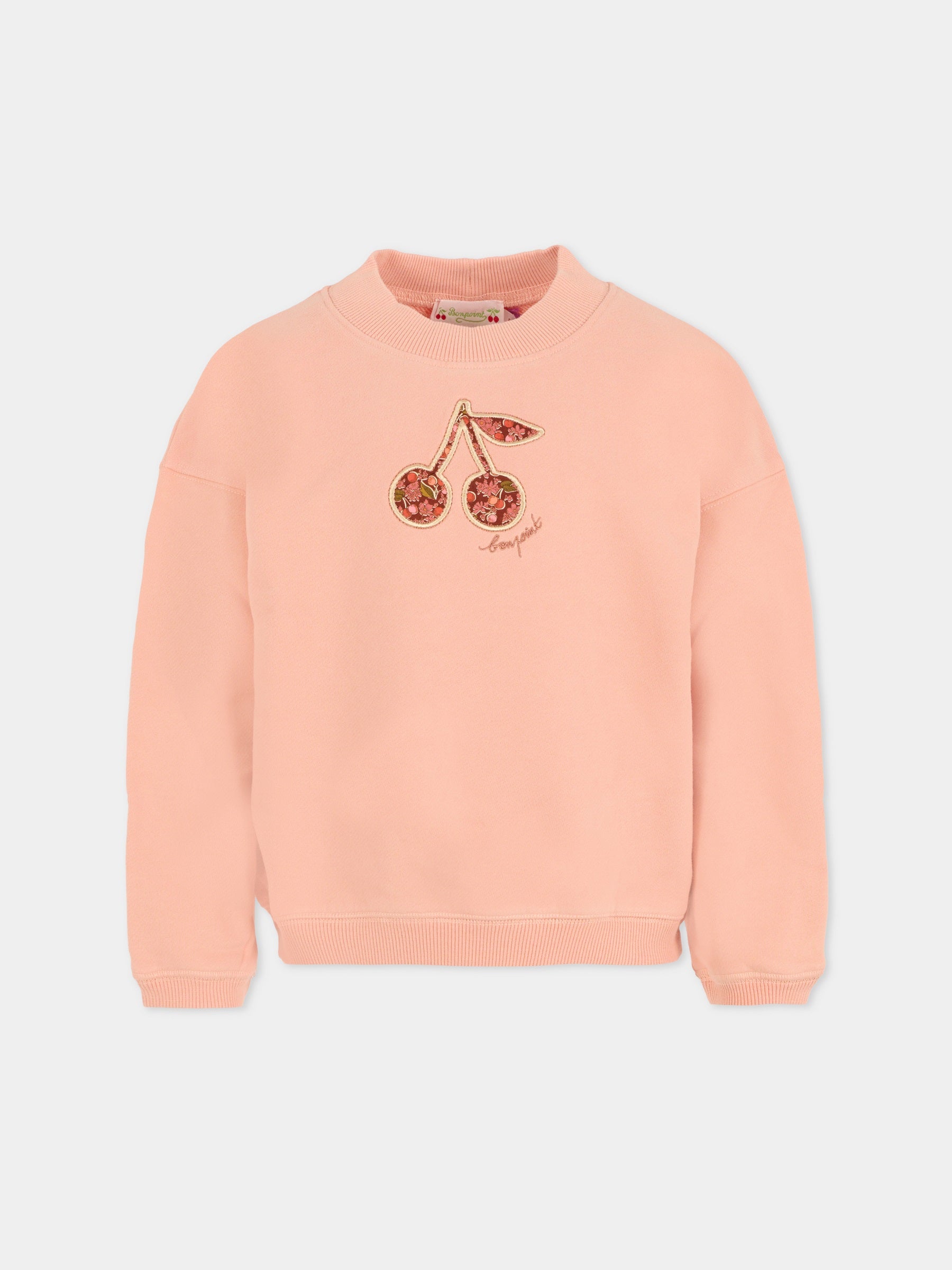 Felpa rosa per bambina con ciliegie,Bonpoint,W05GSWK00004 122