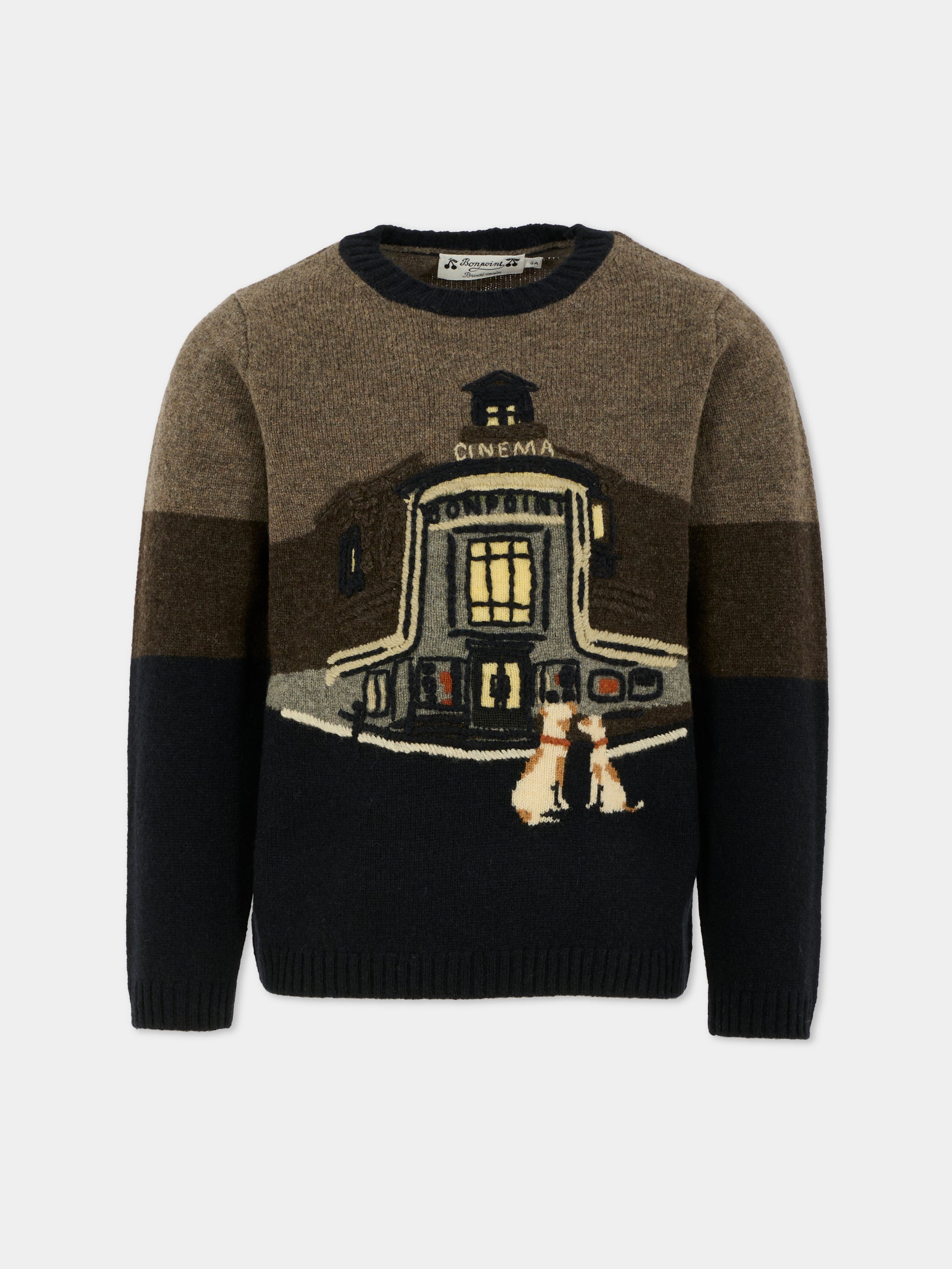 Maglione blu per bambino con logo,Bonpoint,W05BJUK00006 976