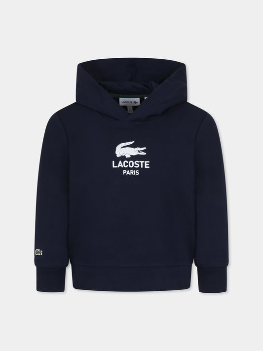 Felpa blu per bambino con logo e coccodrillo,Lacoste,SJ3004 166
