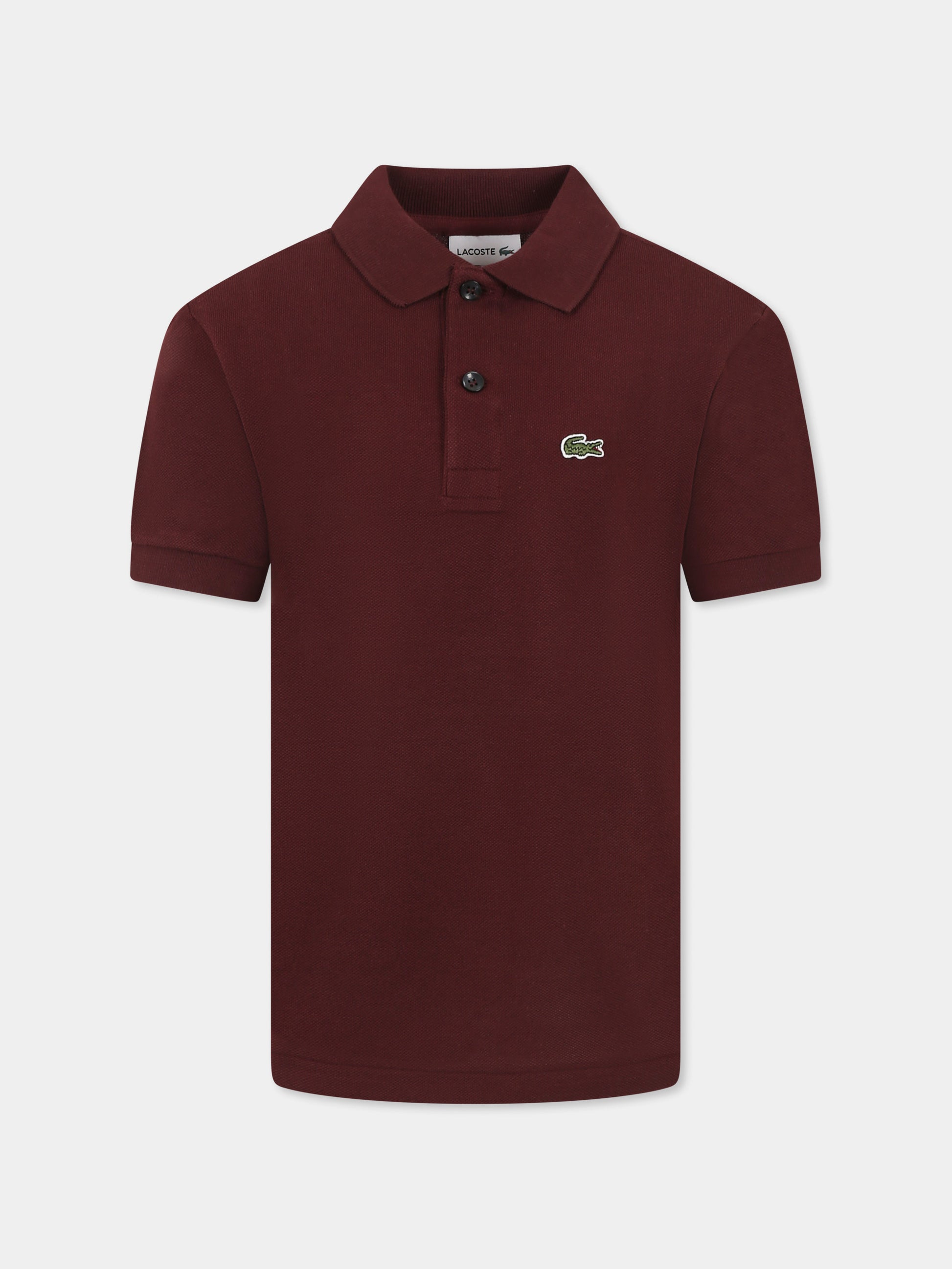 Polo bordeaux per bambini con coccodrillo,Lacoste,PJ2909 BZD