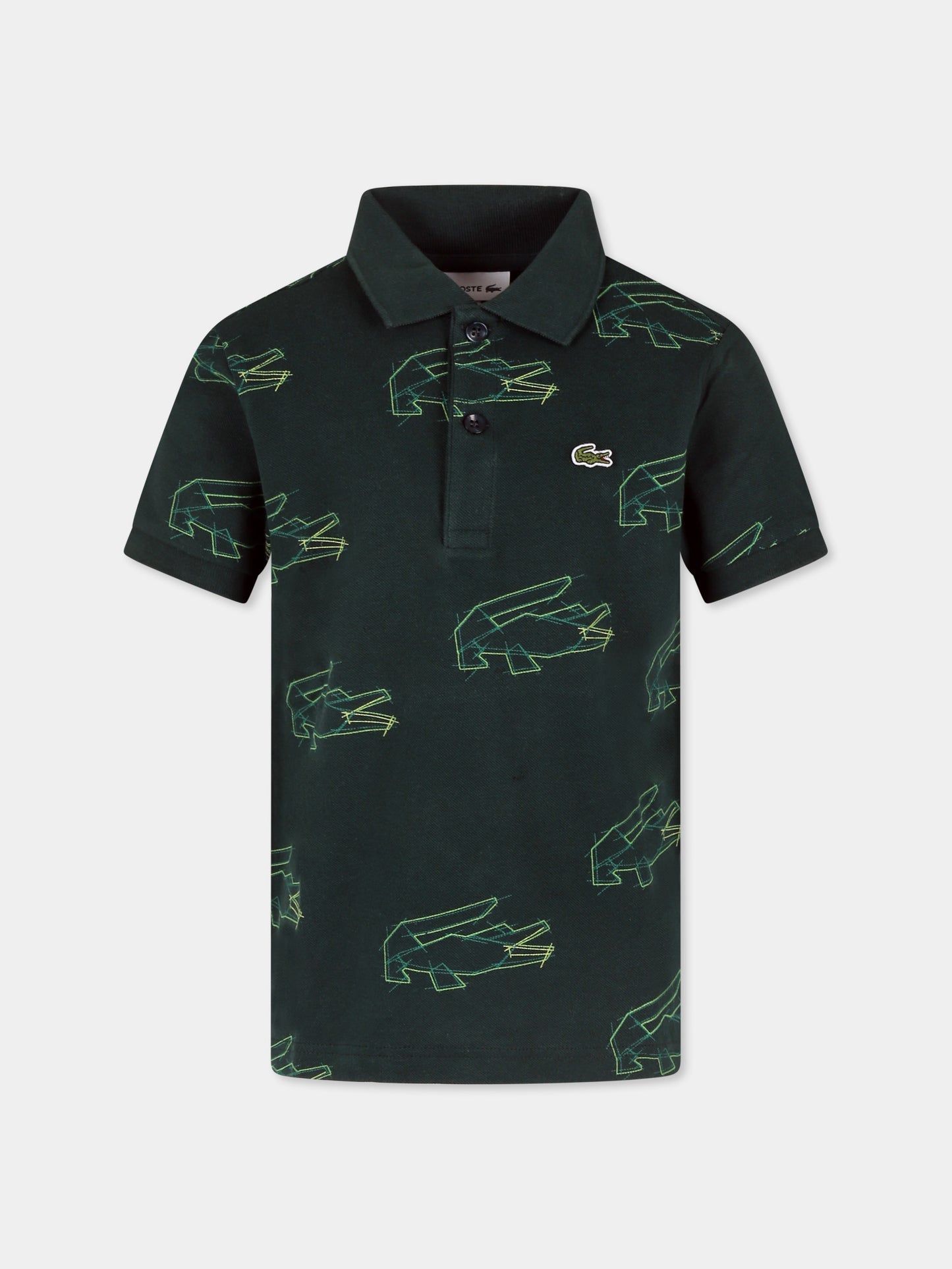 Green polo shirt for boy with crocodile