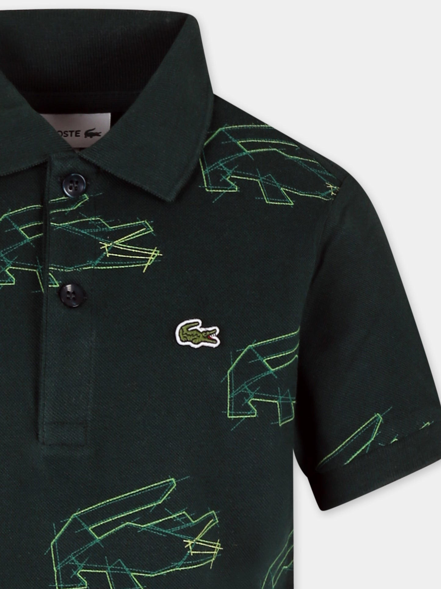 Green polo shirt for boy with crocodile