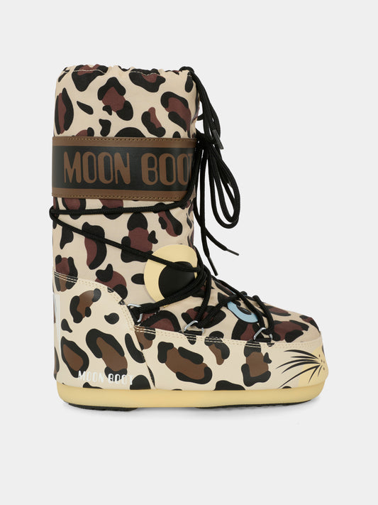 Moon Boot  marroni MB Icon per bambini con motivo animalier,Moon Boot,80D3400300 V010