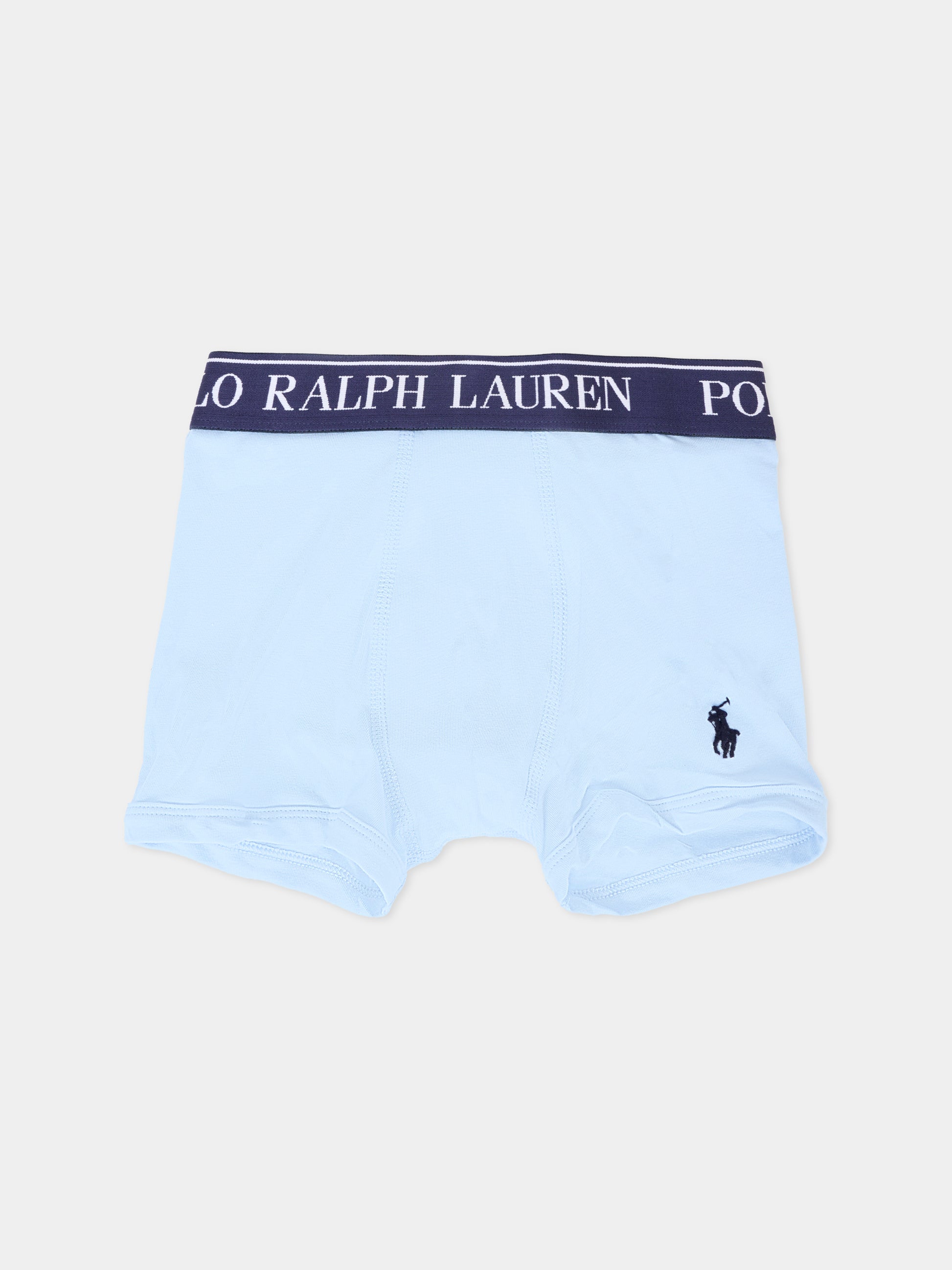 Set boxer blu per bambino con cavallino e logo,Ralph Lauren Kids,9P5015 BK8