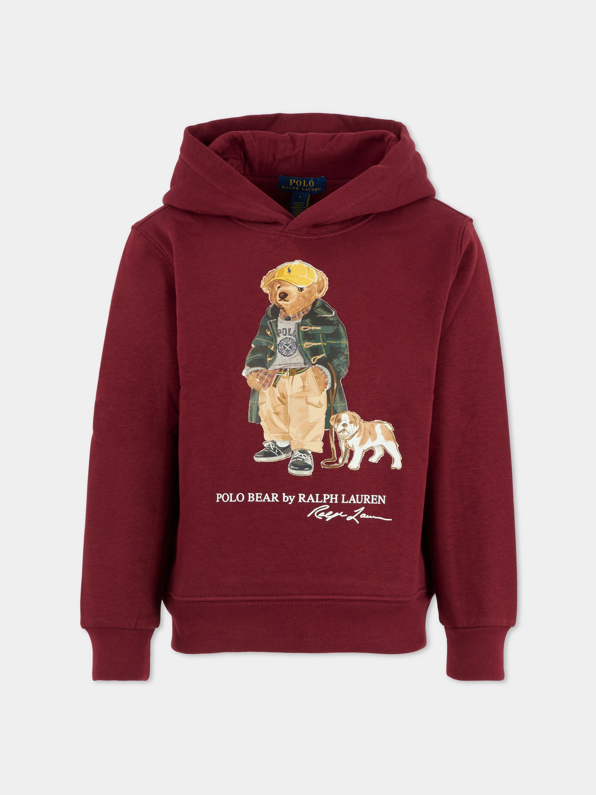 Felpa bordeaux per bambino con logo,Ralph Lauren Kids,979491001
