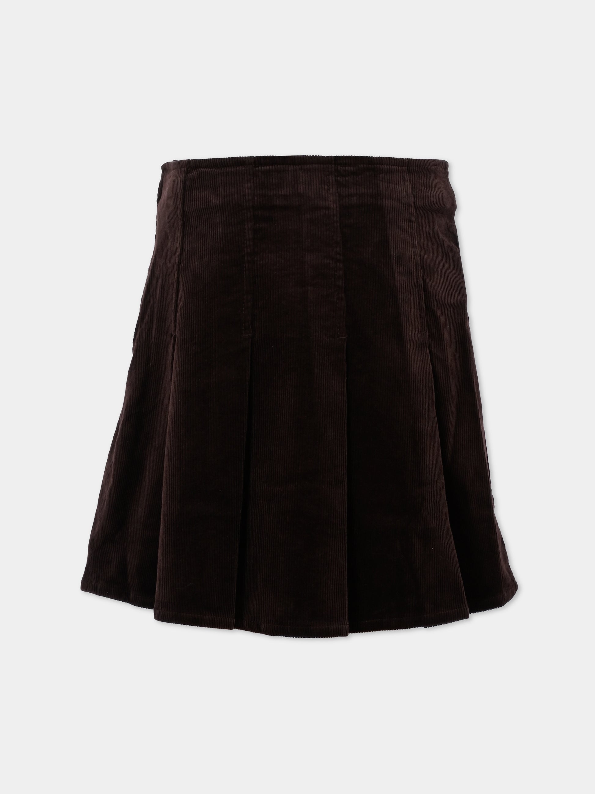 Gonna marrone per bambina con cavallino,Ralph Lauren Kids,978831001