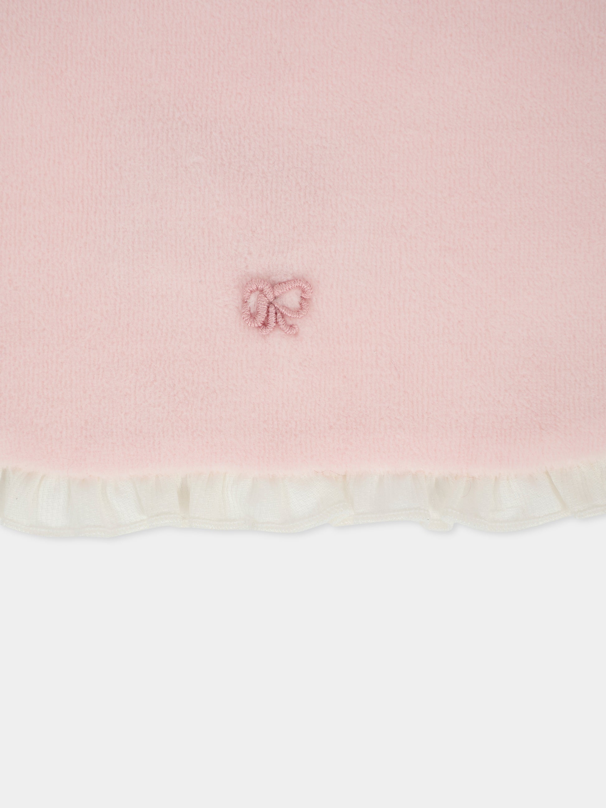 Bavaglino rosa per neonata con fiocco,La Stupenderia,1TBBV02L03