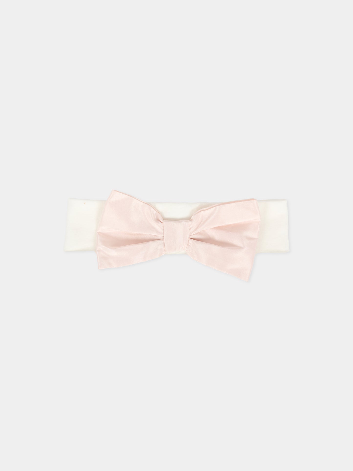 Fascia bianca per neonata con fiocco rosa,La Stupenderia,1ABFA04S14