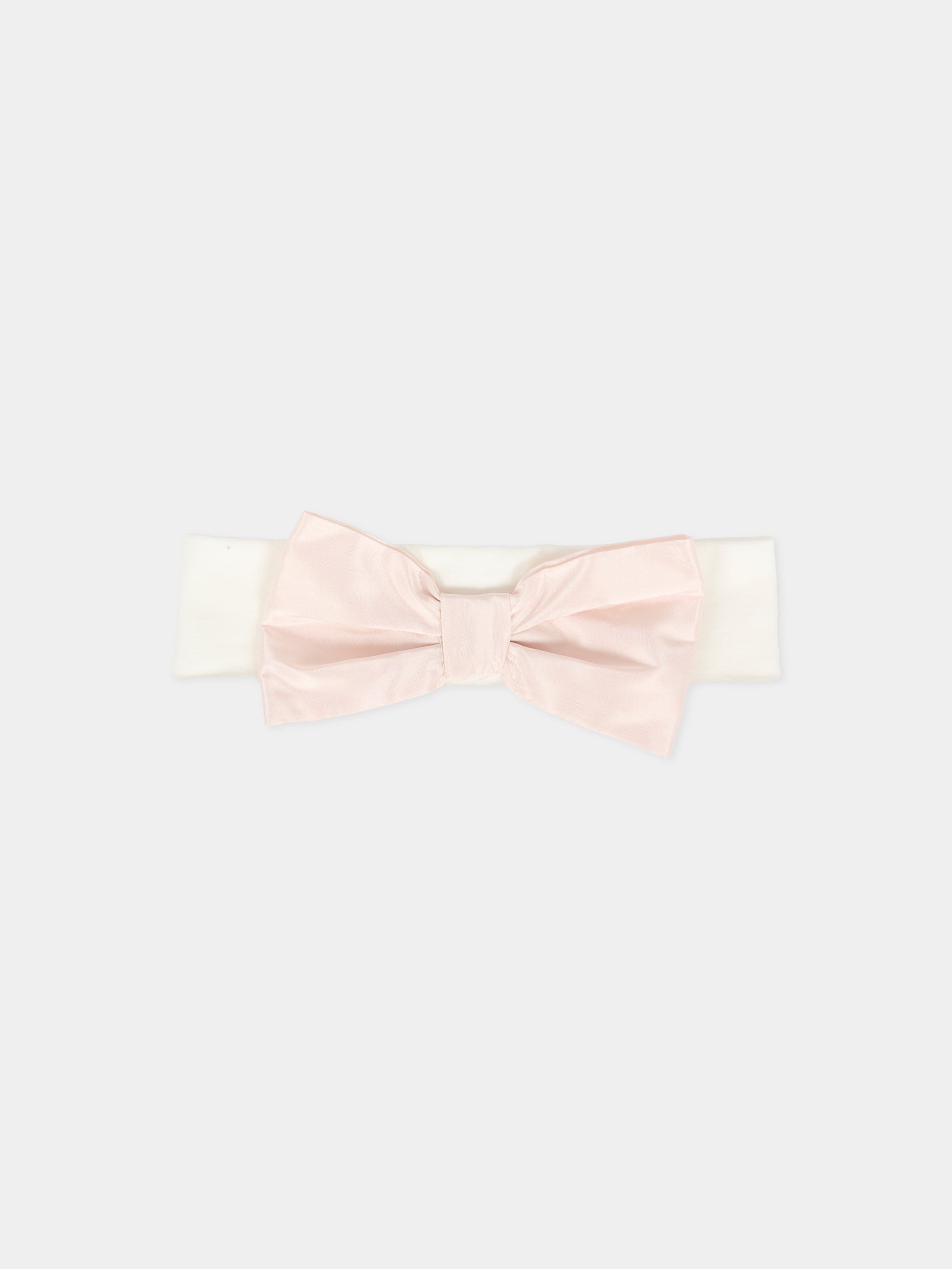 Fascia bianca per neonata con fiocco rosa,La Stupenderia,1ABFA04S14