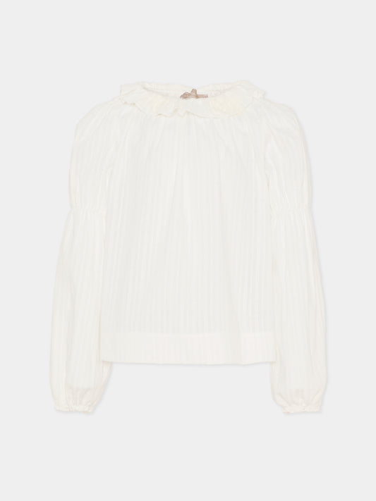 Camicia avorio per bambina con ricami,La Stupenderia,1TJCM46C42