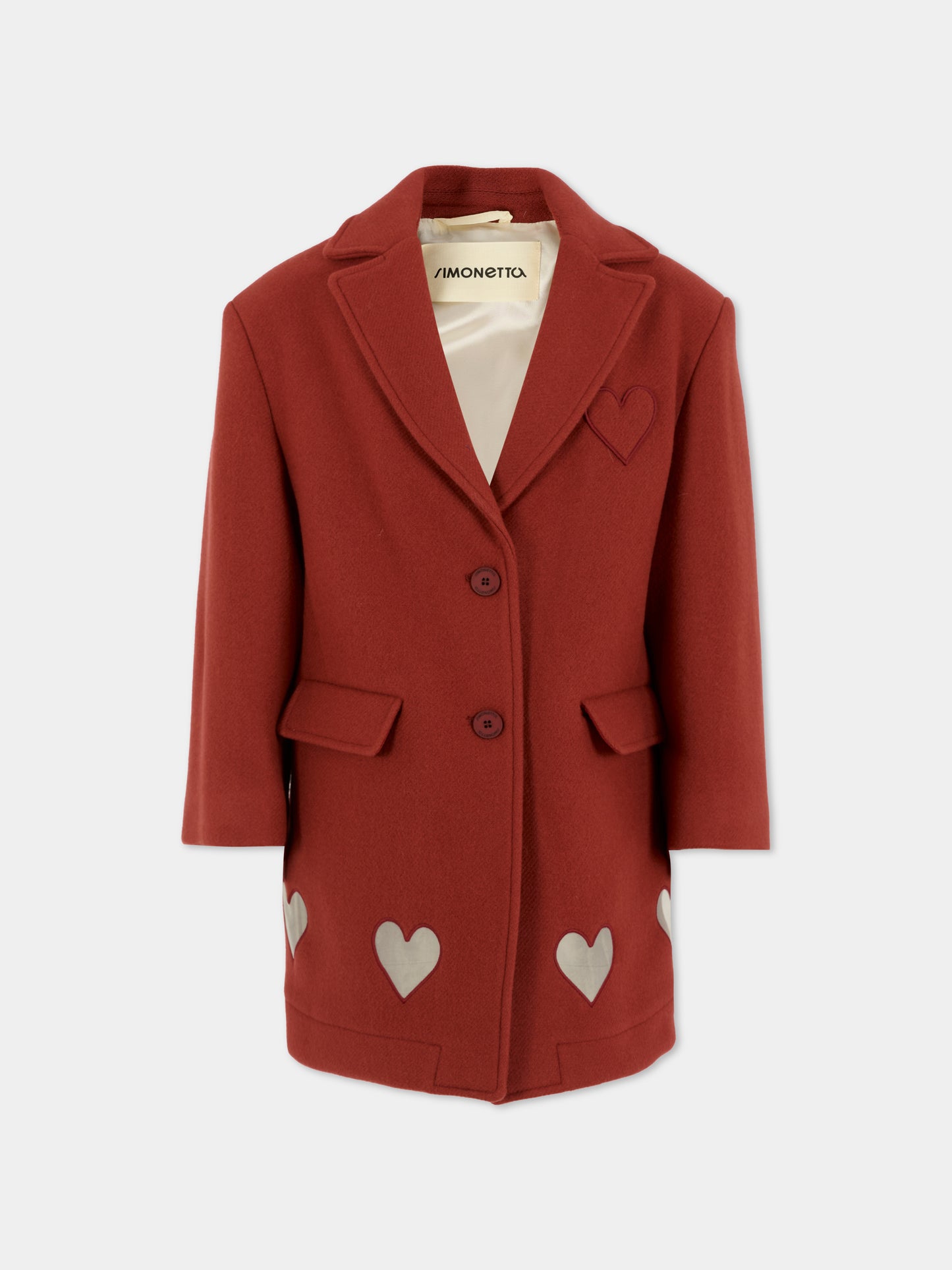 Cappotto bordeaux per bambina con cuori,Simonetta,SX2A20 E0227 418
