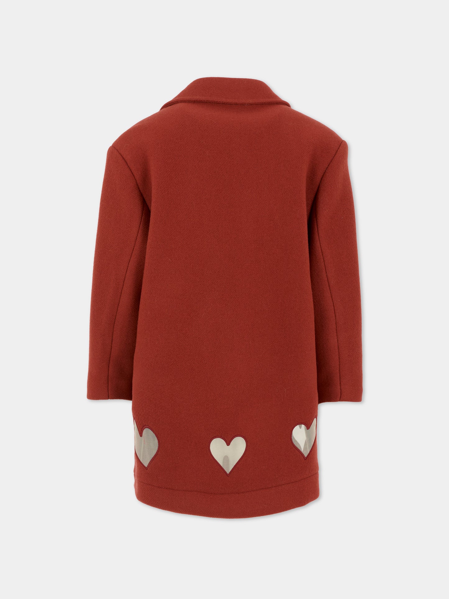 Cappotto bordeaux per bambina con cuori,Simonetta,SX2A20 E0227 418