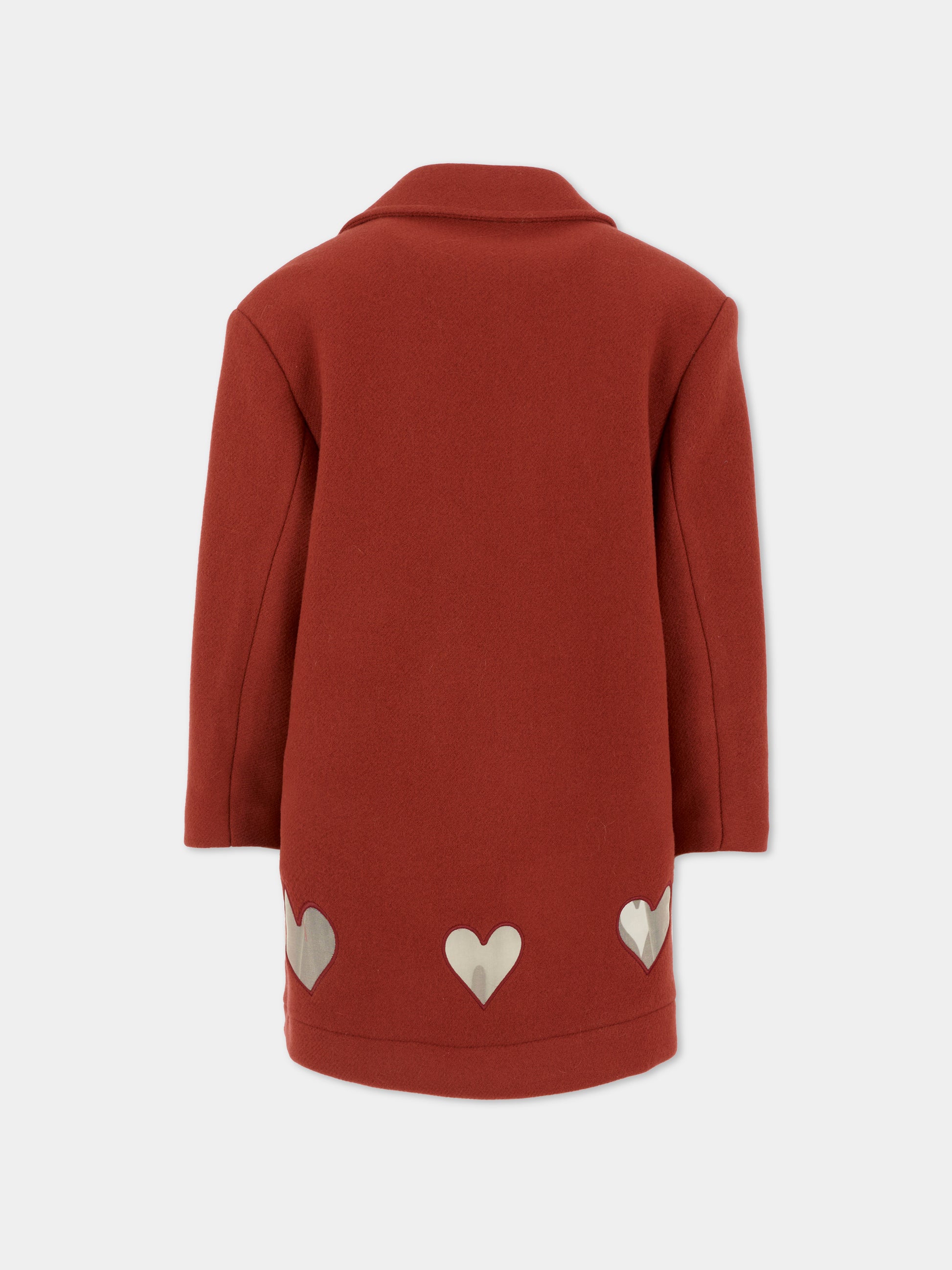 Cappotto bordeaux per bambina con cuori,Simonetta,SX2A20 E0227 418