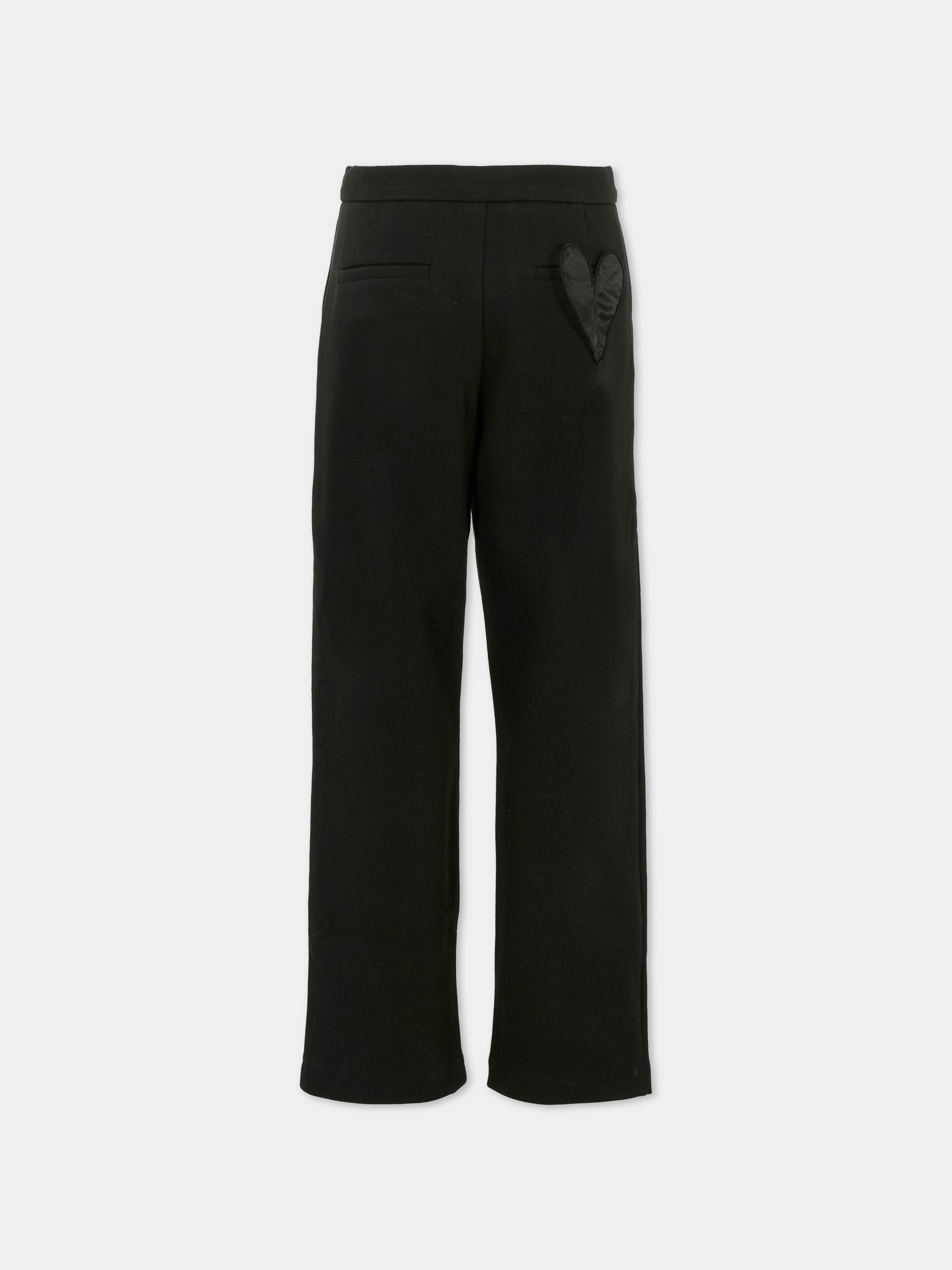 Pantaloni neri per bambina con cuore,Simonetta,SX6A40 F0198 930