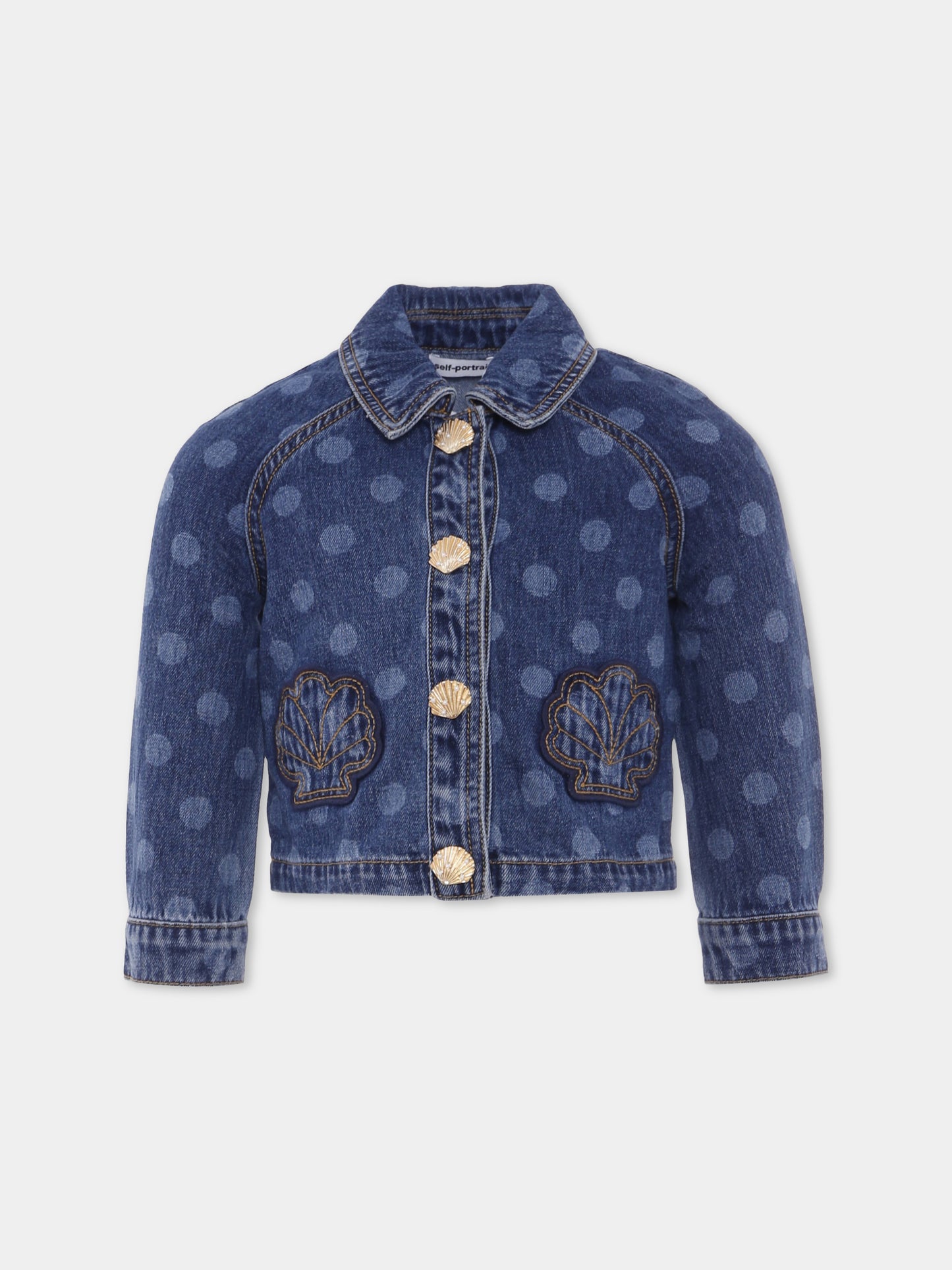 Giubbotto di jeans denim per bambina con pois,Self-portrait,PF25-703J-BL