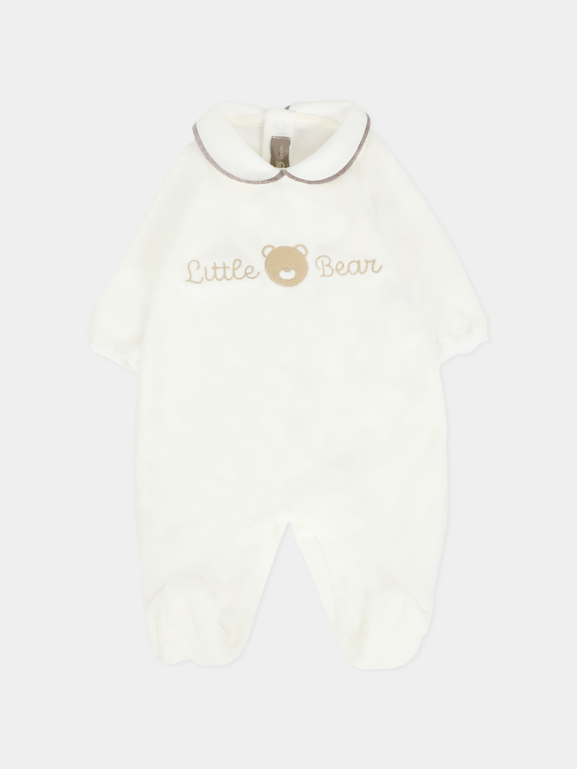 Tutina avorio per neonati con logo e orsetto,Little Bear,2021 LATTE/TORTORA