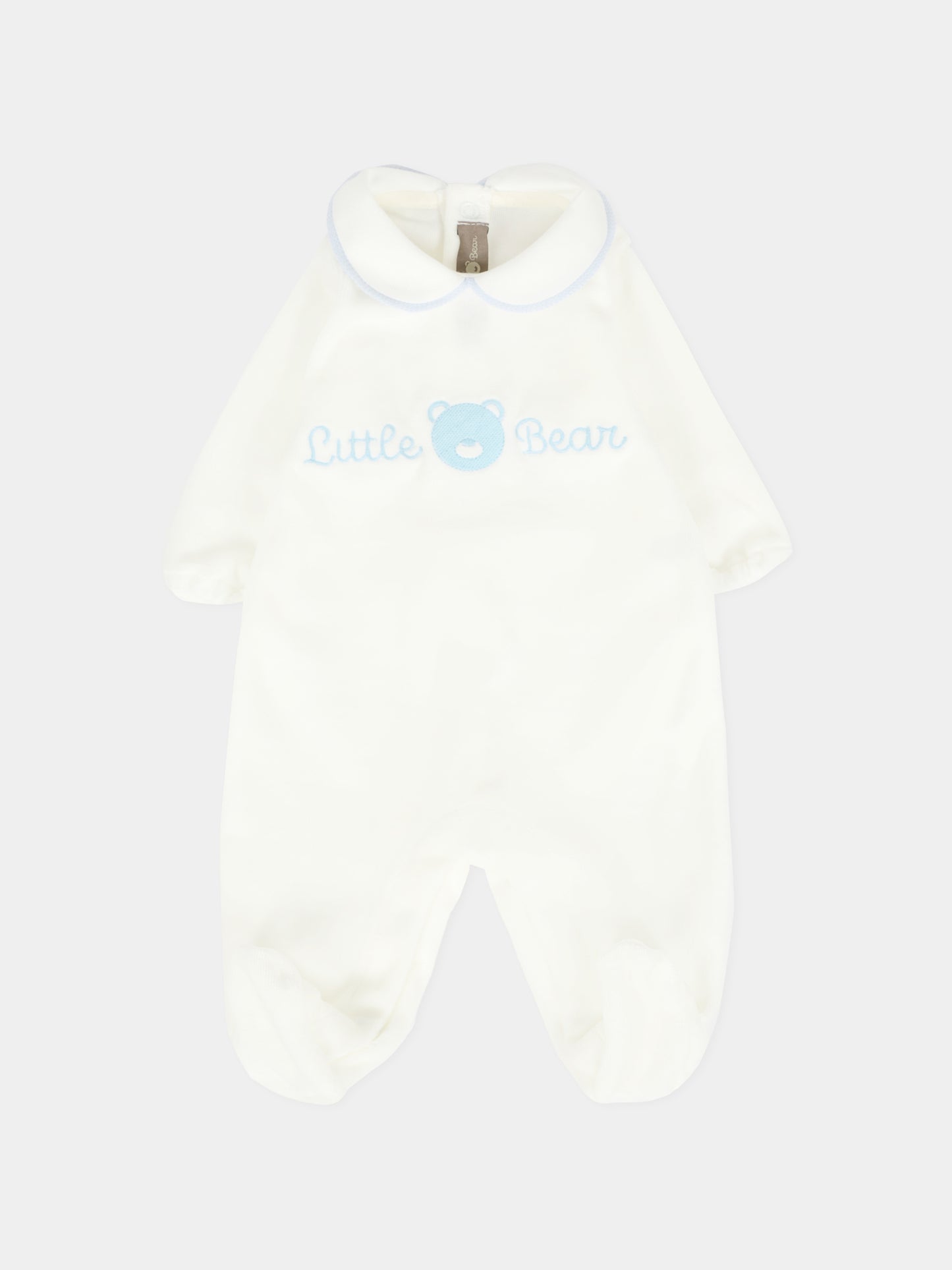 Tutina avorio per neonato con logo e orsetto,Little Bear,2021 LATTE/CIELO
