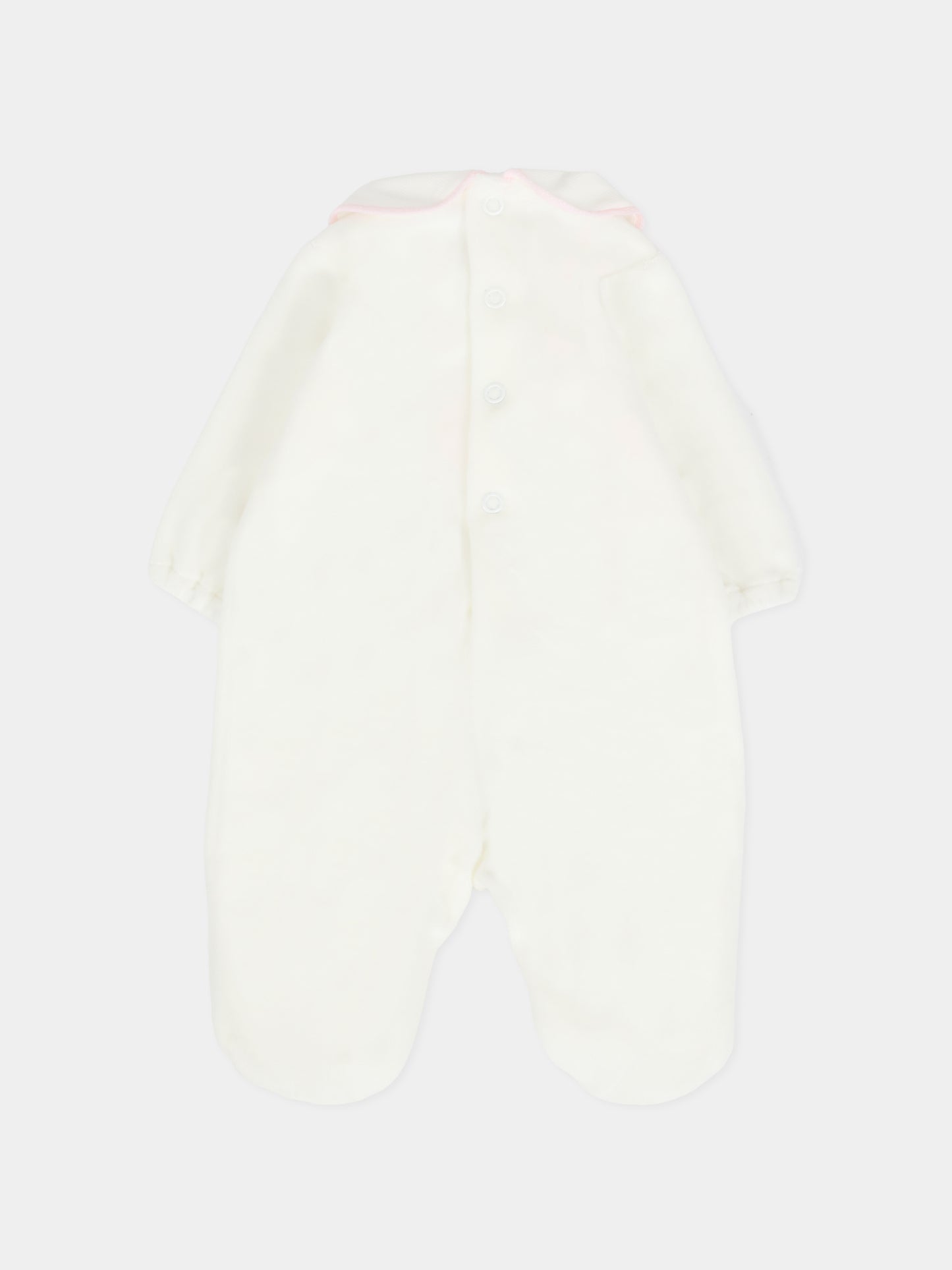 Tutina avorio per neonata con logo e orsetto,Little Bear,2021 LATTE/ROSA