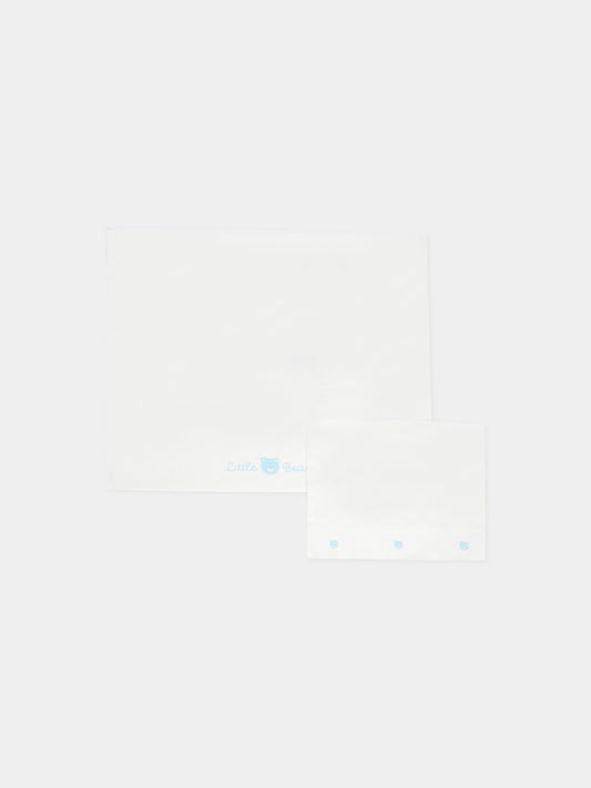 Set lenzuola bianco per neonato con orsetto e logo,Little Bear,2044 LATTE/CIELO