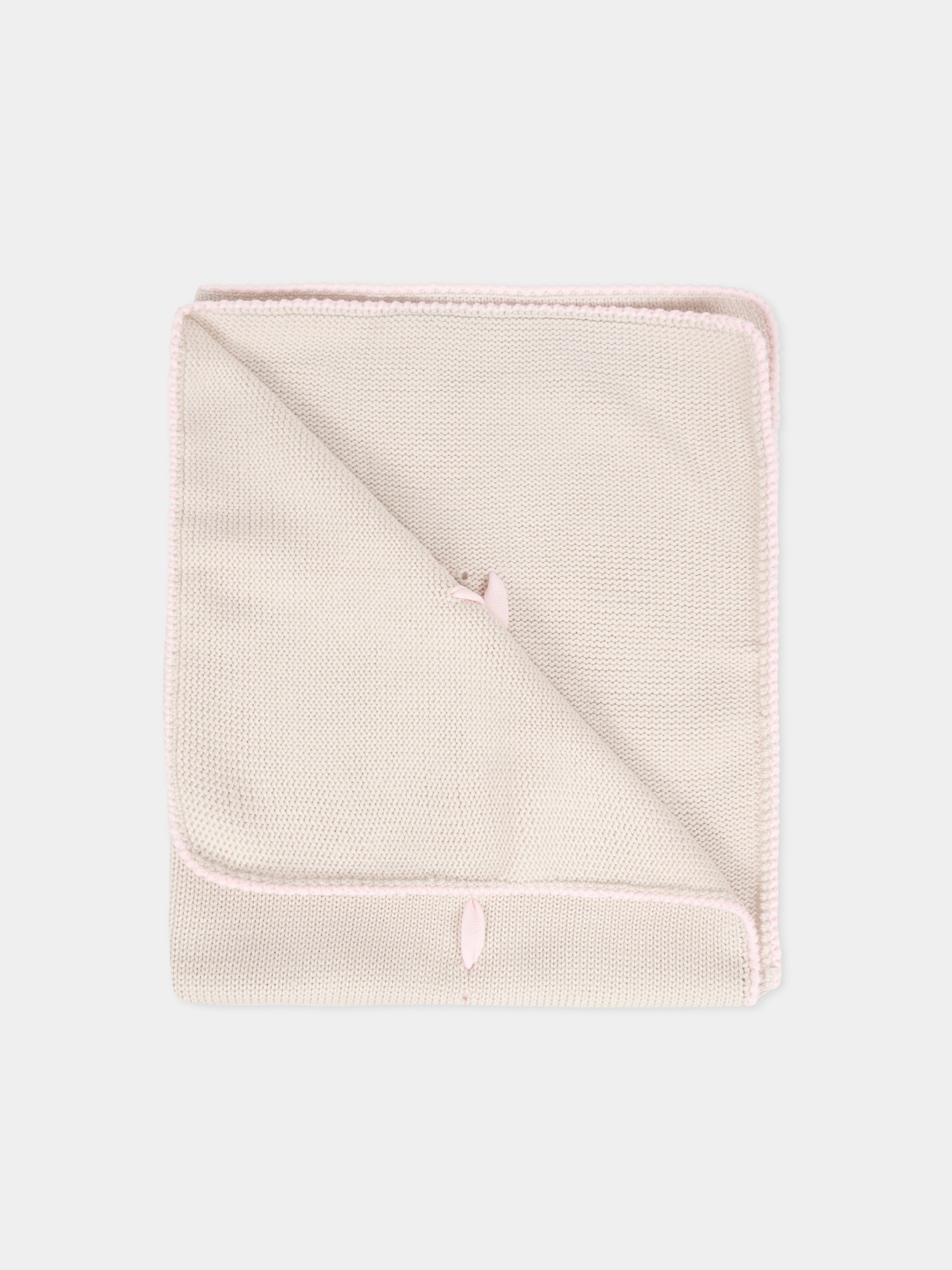 Coperta beige per neonata con nastro rosa,Little Bear,2000 BURRO/CIPRIA