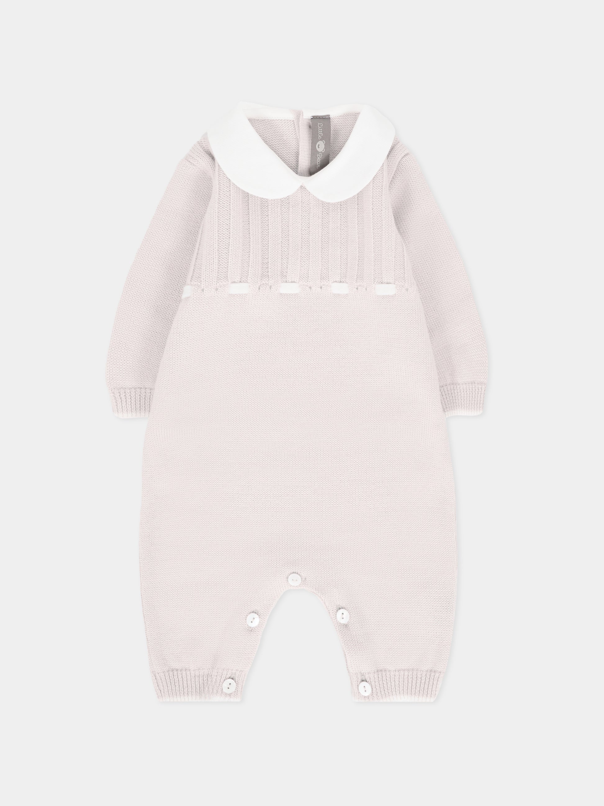 Tutina biege per neonati con nastro avorio,Little Bear,2125 BURRO/LATTE