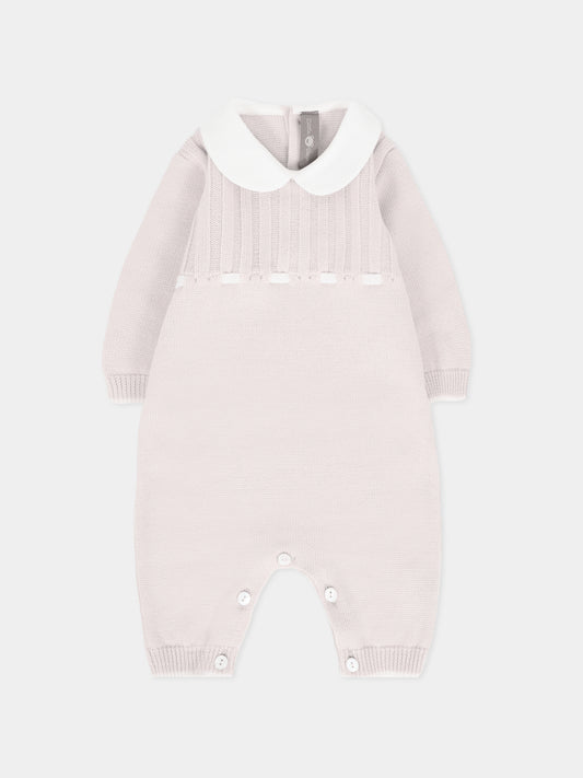 Tutina biege per neonati con nastro avorio,Little Bear,2125 BURRO/LATTE