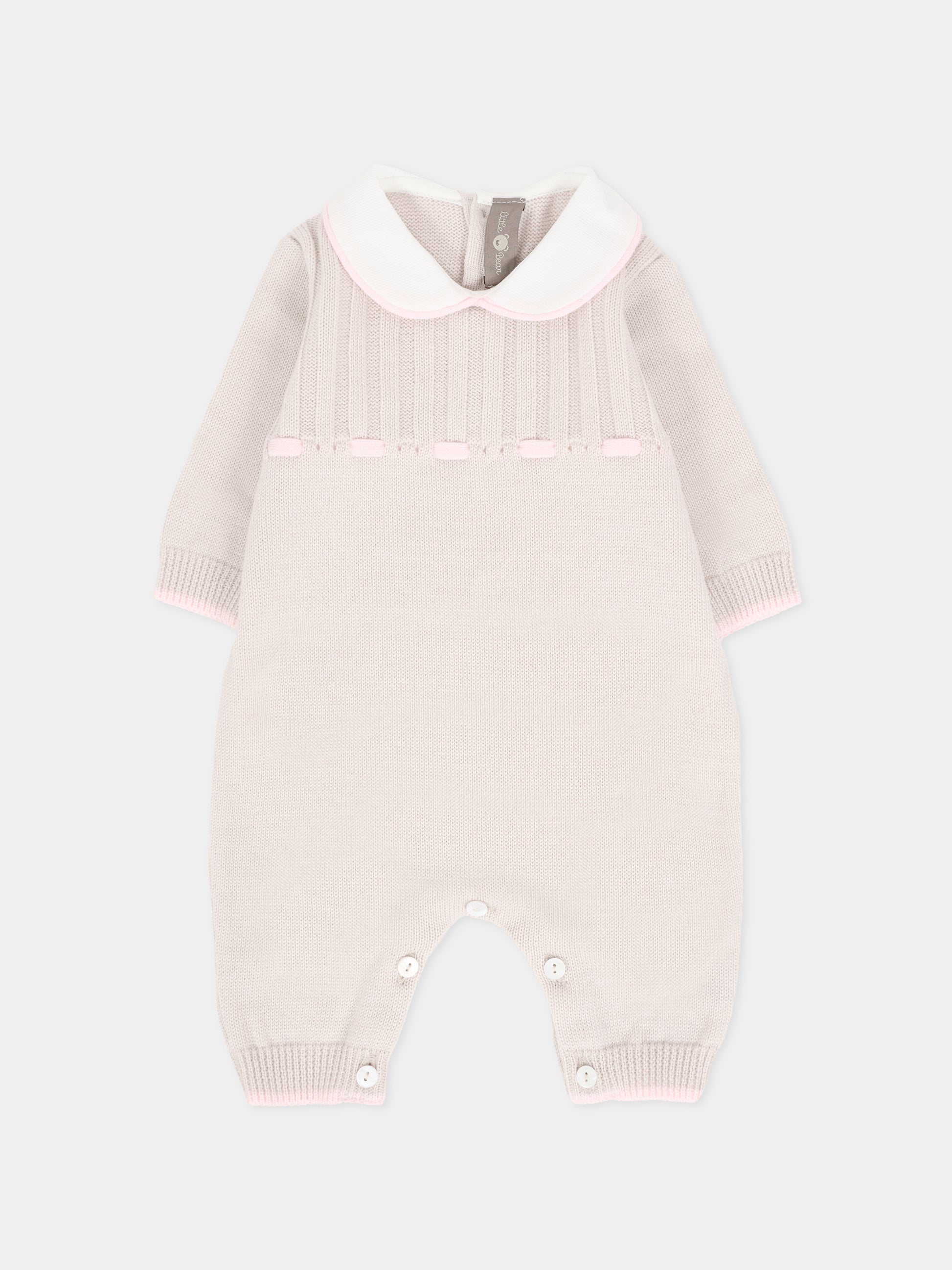 Tutina biege per neonata con nastro rosa,Little Bear,2125 BURRO/CIPRIA
