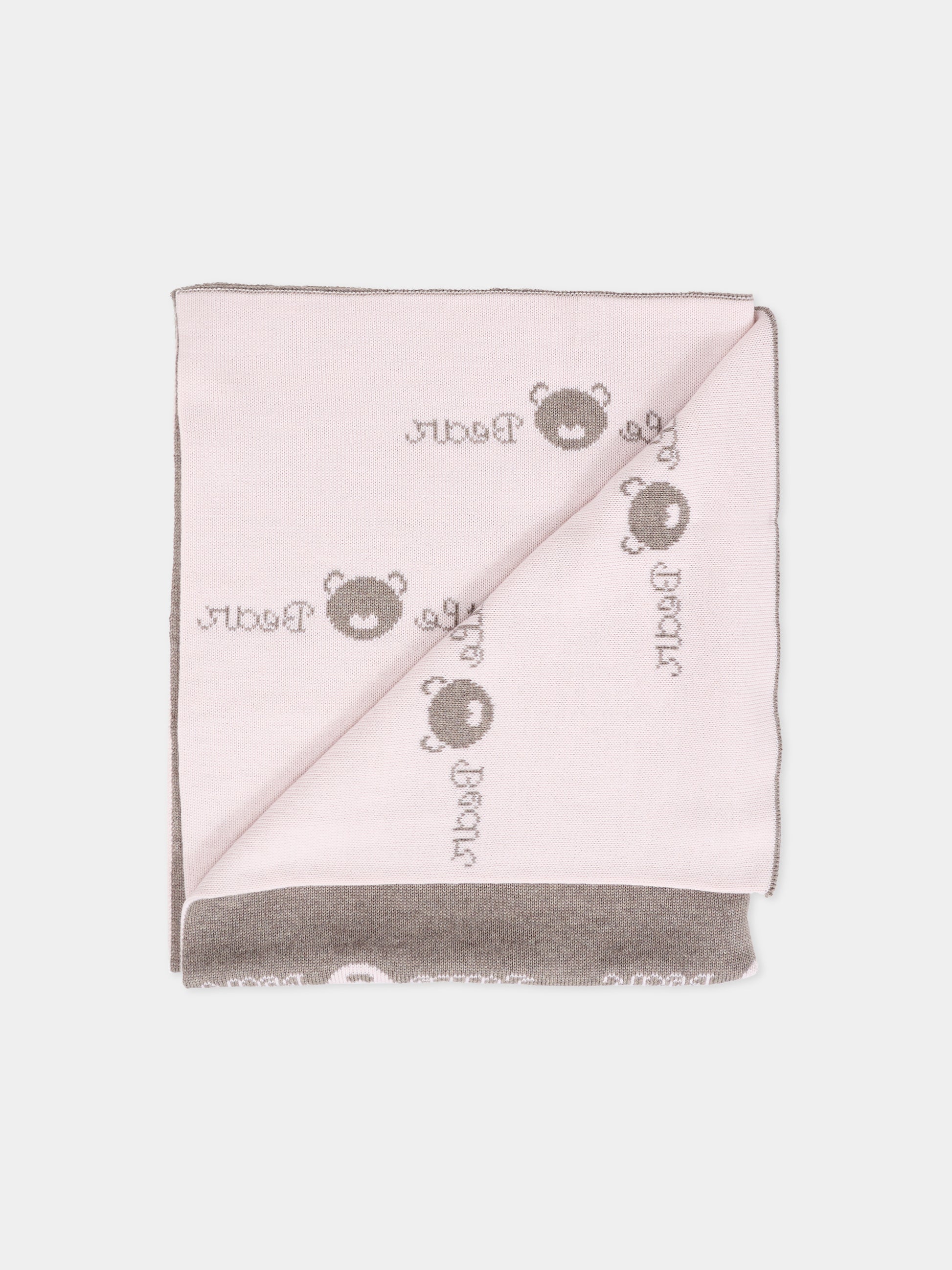 Coperta tortora per neonata con logo,Little Bear,2109 TORTORA/CIPRIA