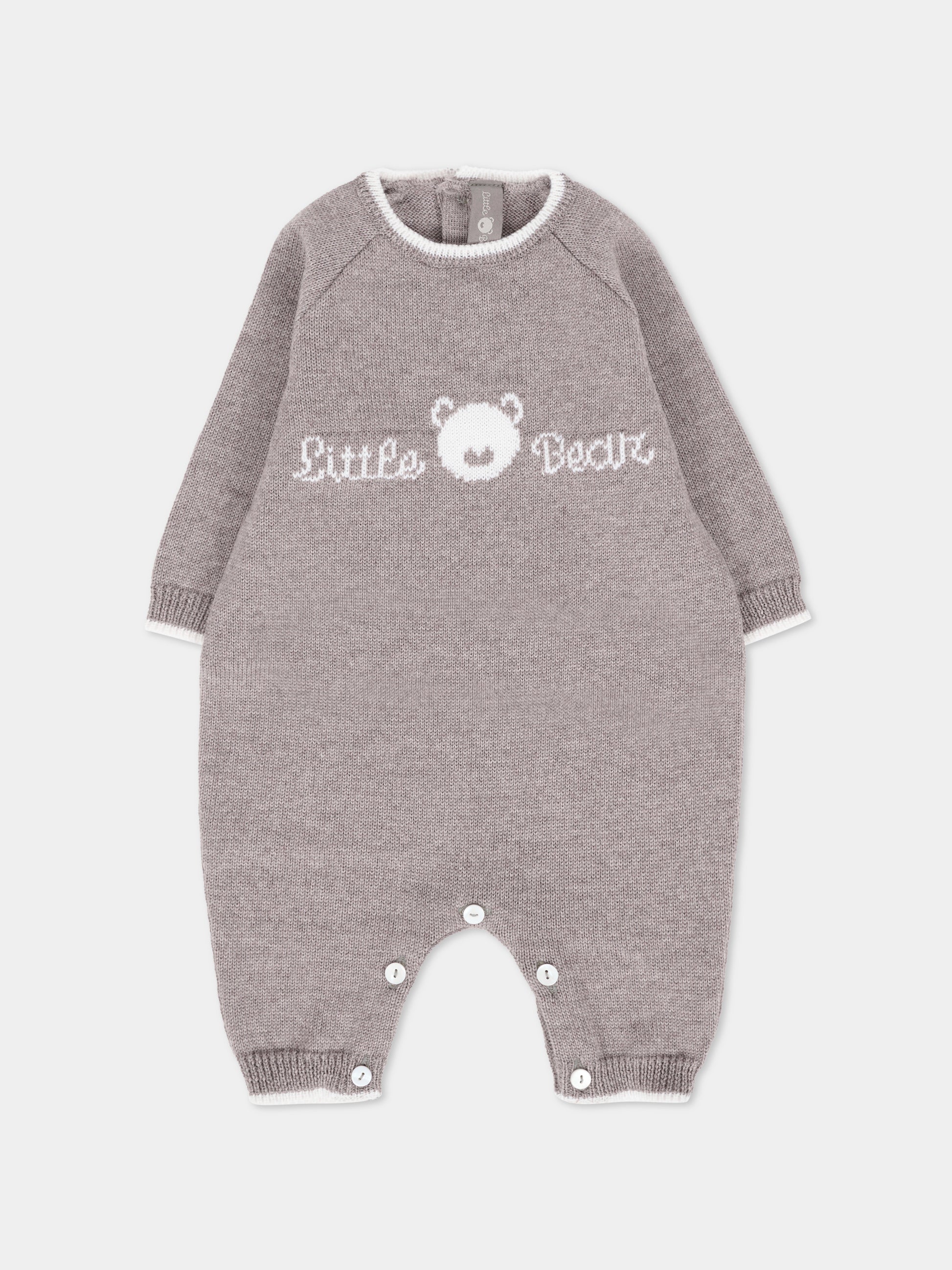 Tutina tortora per neonati con logo,Little Bear,2111 TORTORA/LATTE