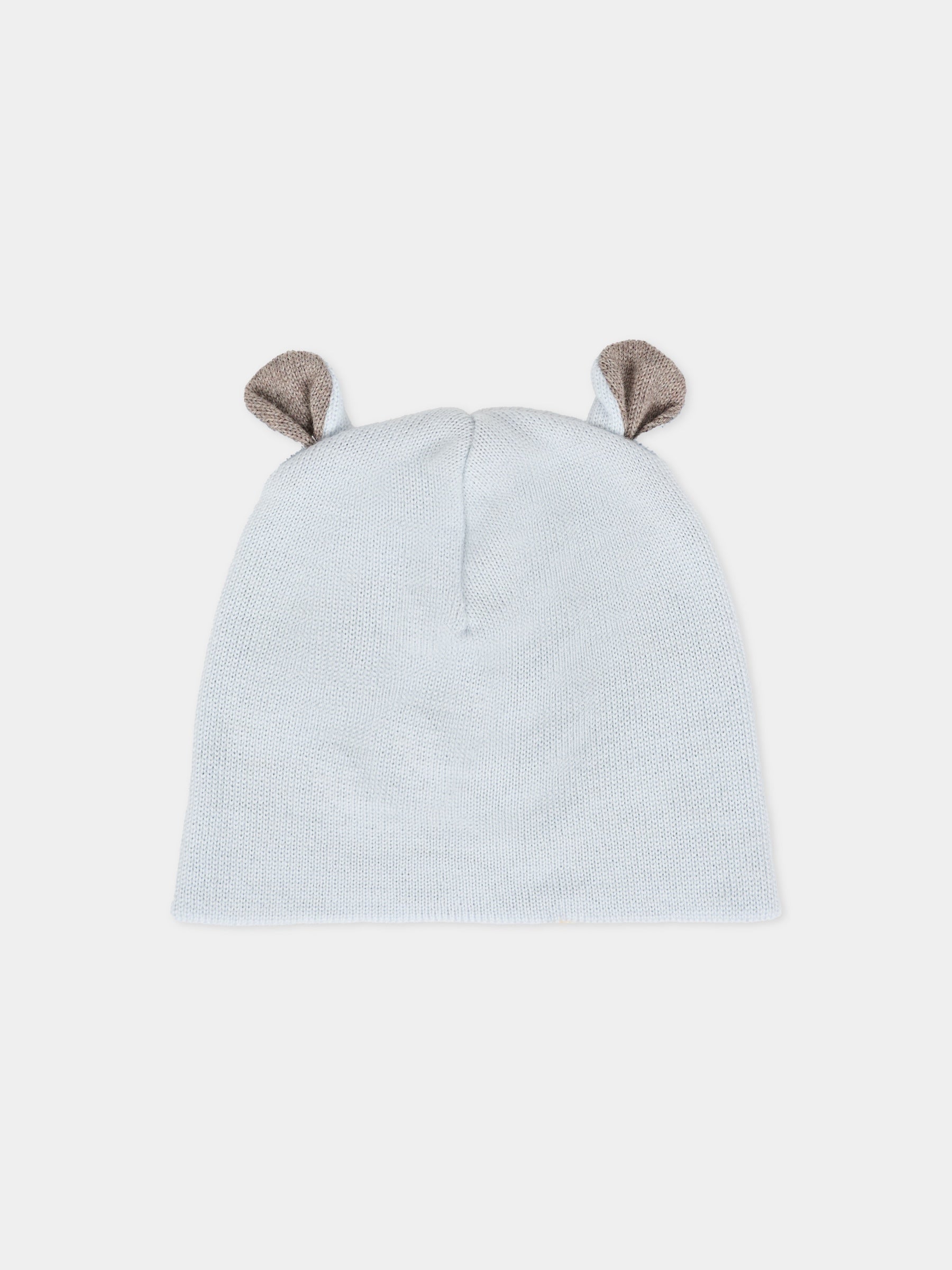Berretto celeste per neonato con orecchie tortora,Little Bear,2115 CIELO/TORTORA