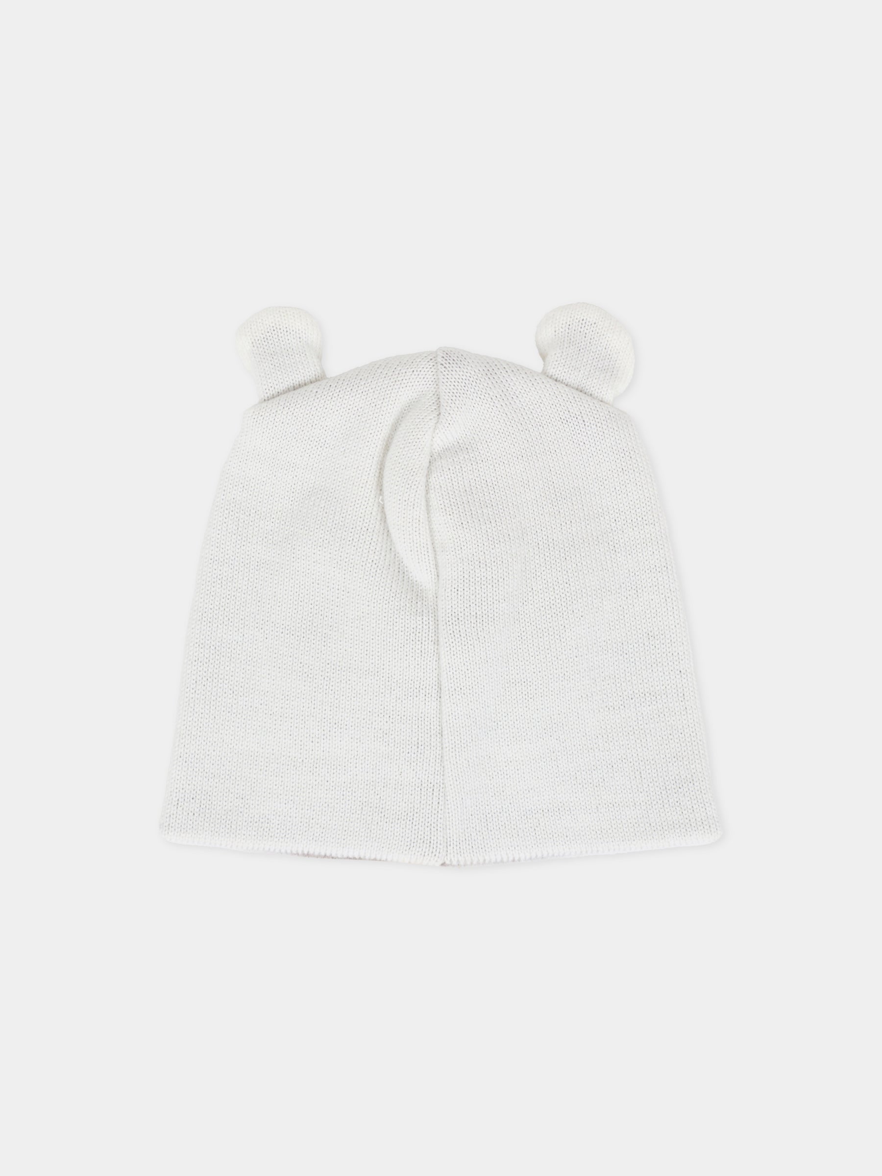 Berretto avorio per neonati con orecchie tortora,Little Bear,2115 LATTE/TORTORA