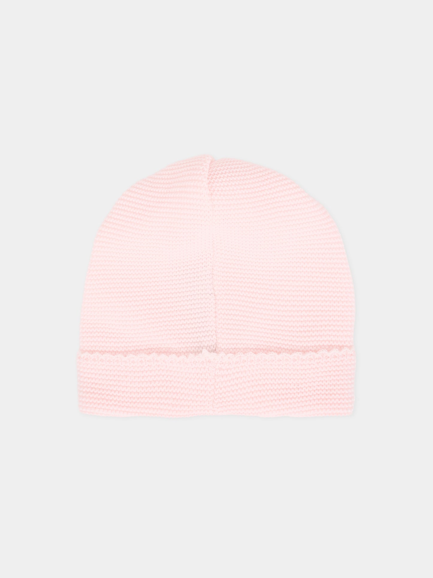 Berretto rosa per neonata con ricamo,Little Bear,2108 CIPRIA/LATTE