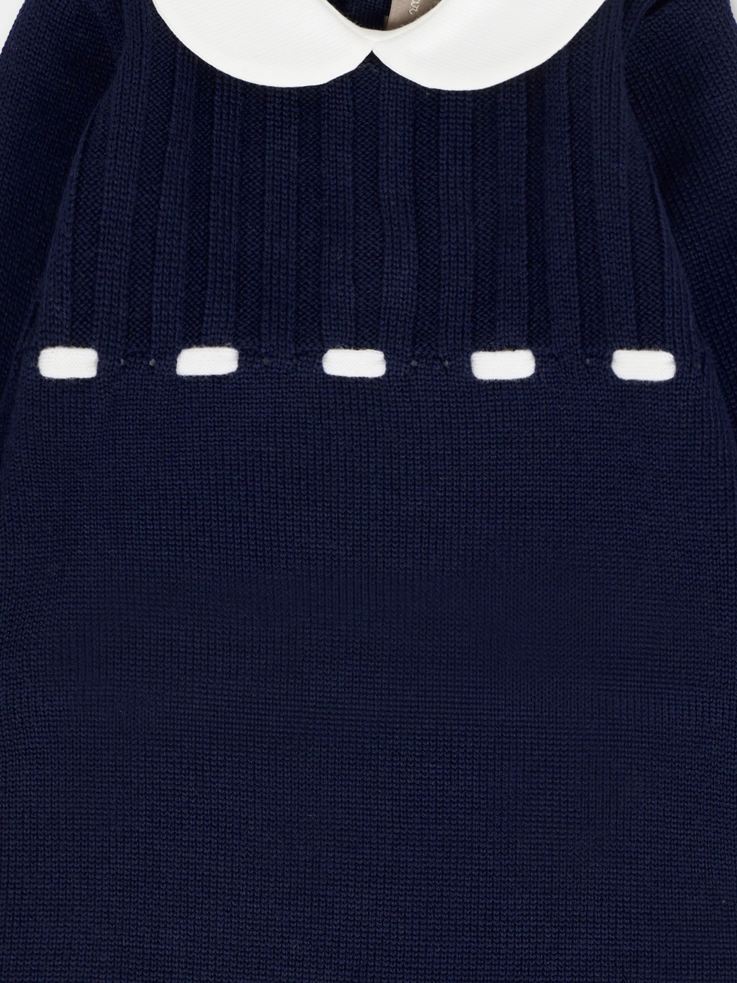 Tutina blu per neonato con nastro avorio,Little Bear,2125 BLU/LATTE