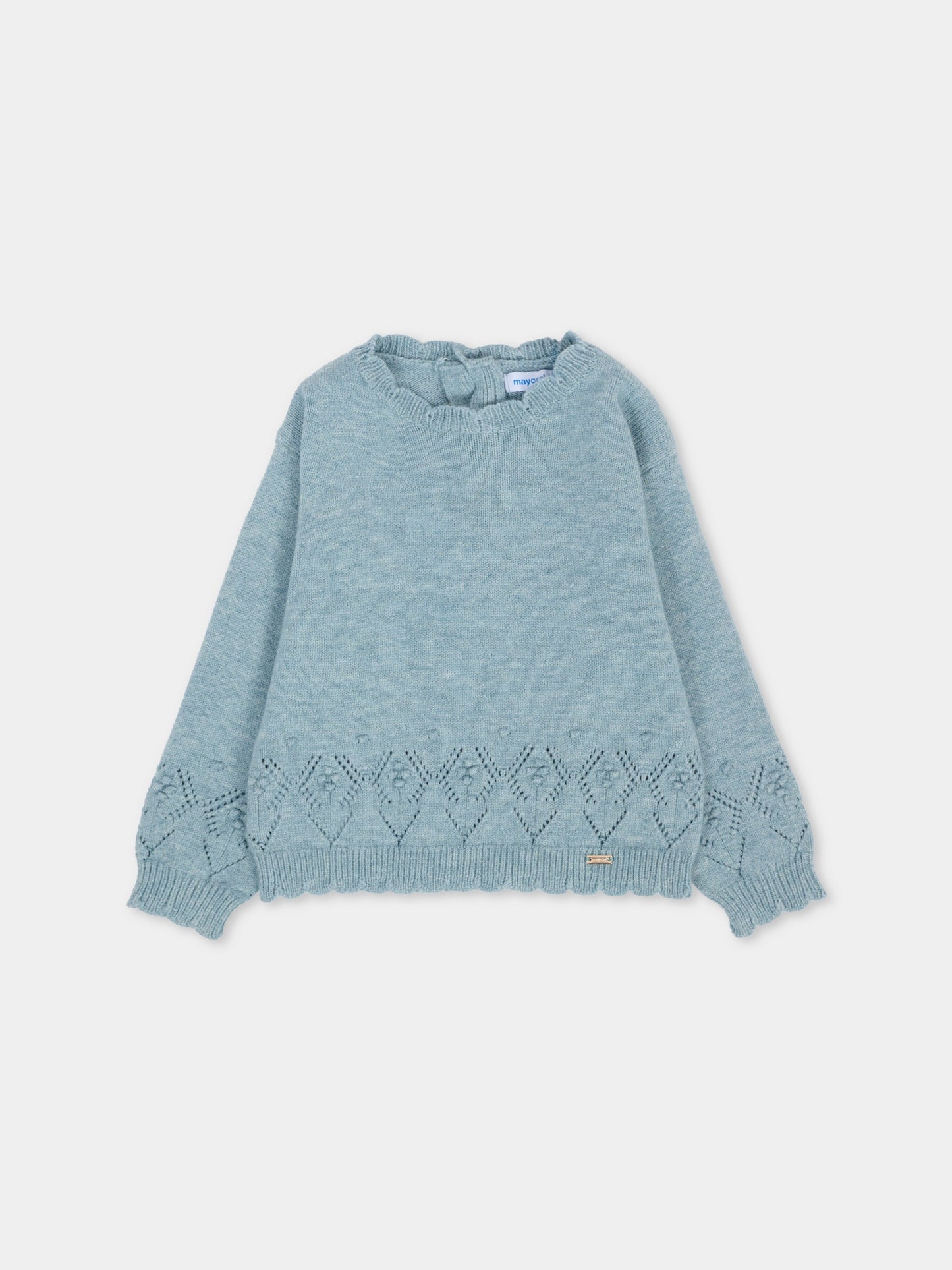 Maglione azzurro per neonata con logo,Mayoral,2353 021