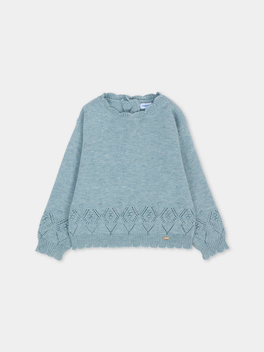 Maglione azzurro per neonata con logo,Mayoral,2353 021