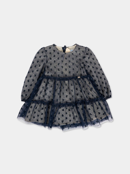 Vestito blu per neonata con logo,Mayoral,2907 081