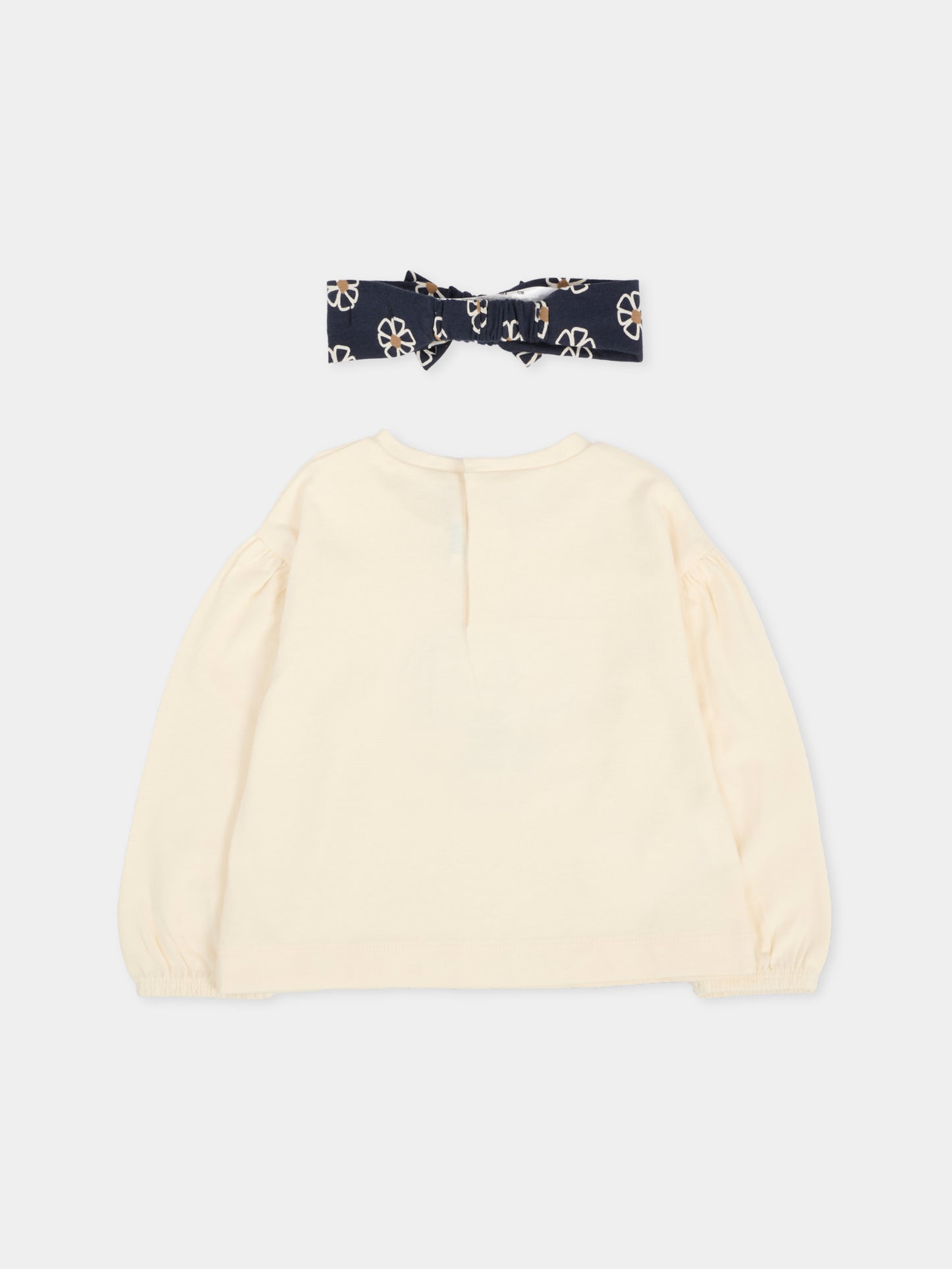 T-shirt avorio per neonata con fiore,Mayoral,2078 026