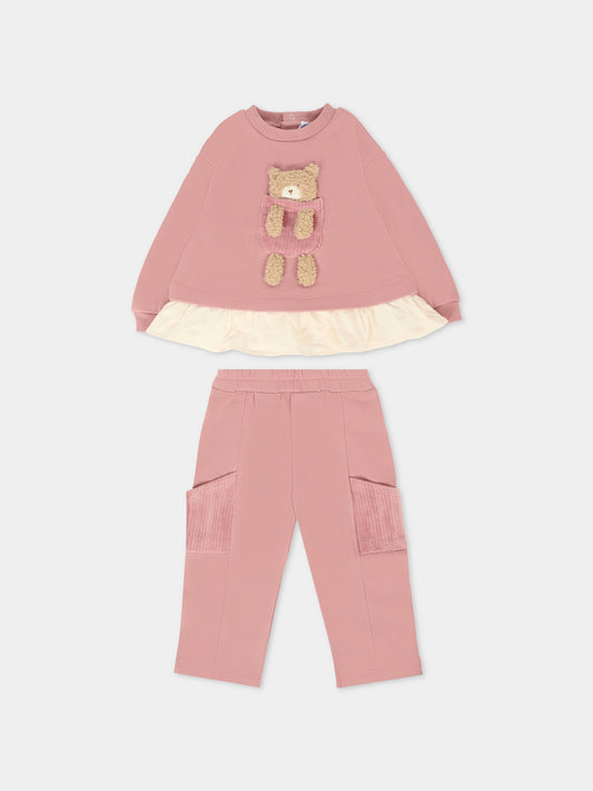 Completo rosa per neonata con orso,Mayoral,2843 051